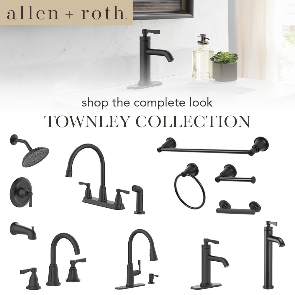 slide 2 of 6, allen + roth Townley Matte Black Double Handle Deck-mount Kitchen Faucet with Sprayer (Includes Deck Plate) (Includes Side Sprayer), 1 ct