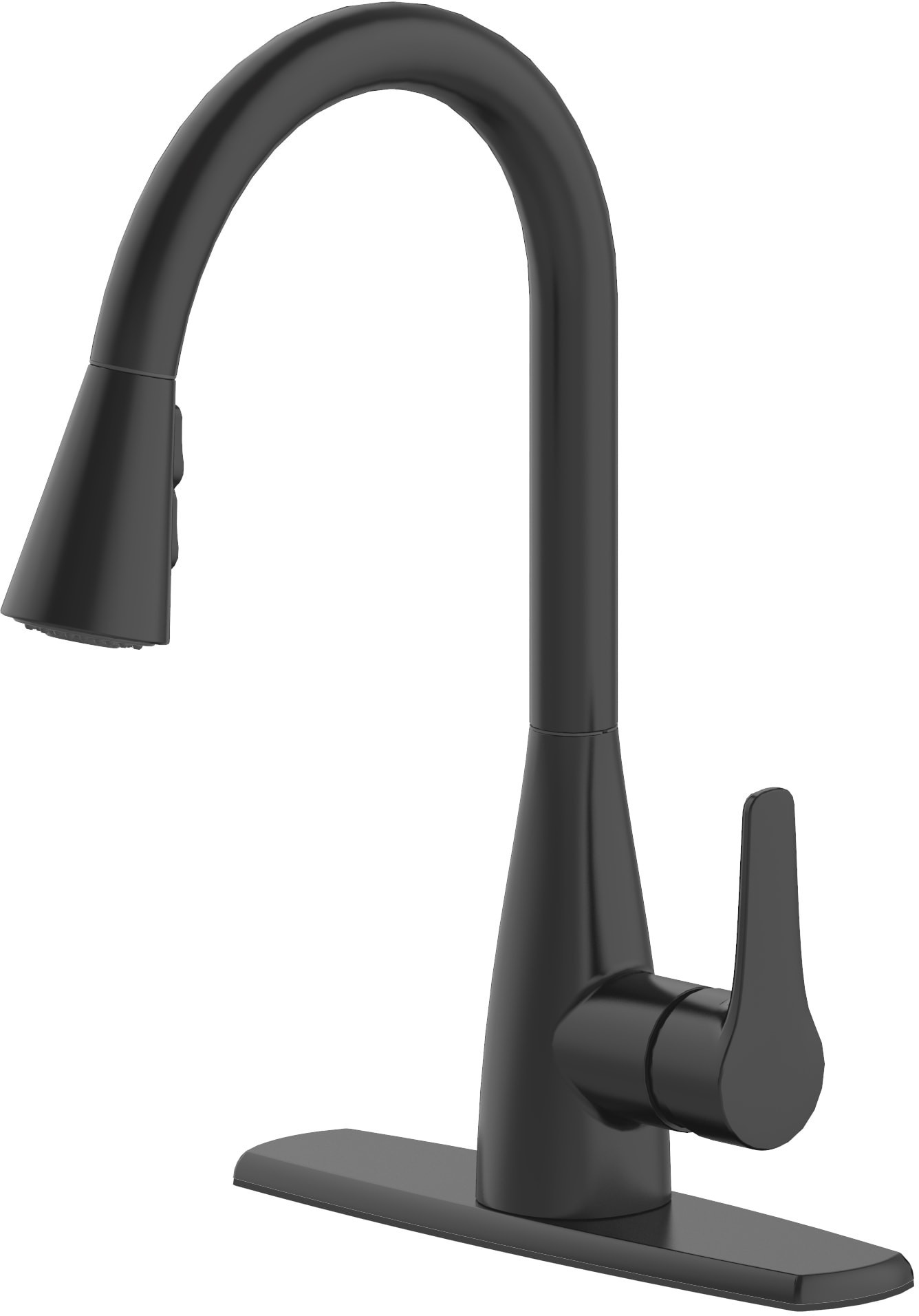 slide 3 of 6, Project Source Ellesburg Matte Black Single Handle Deck-mount Pull-down Kitchen Faucet with Sprayer (Includes Deck Plate), 1 ct