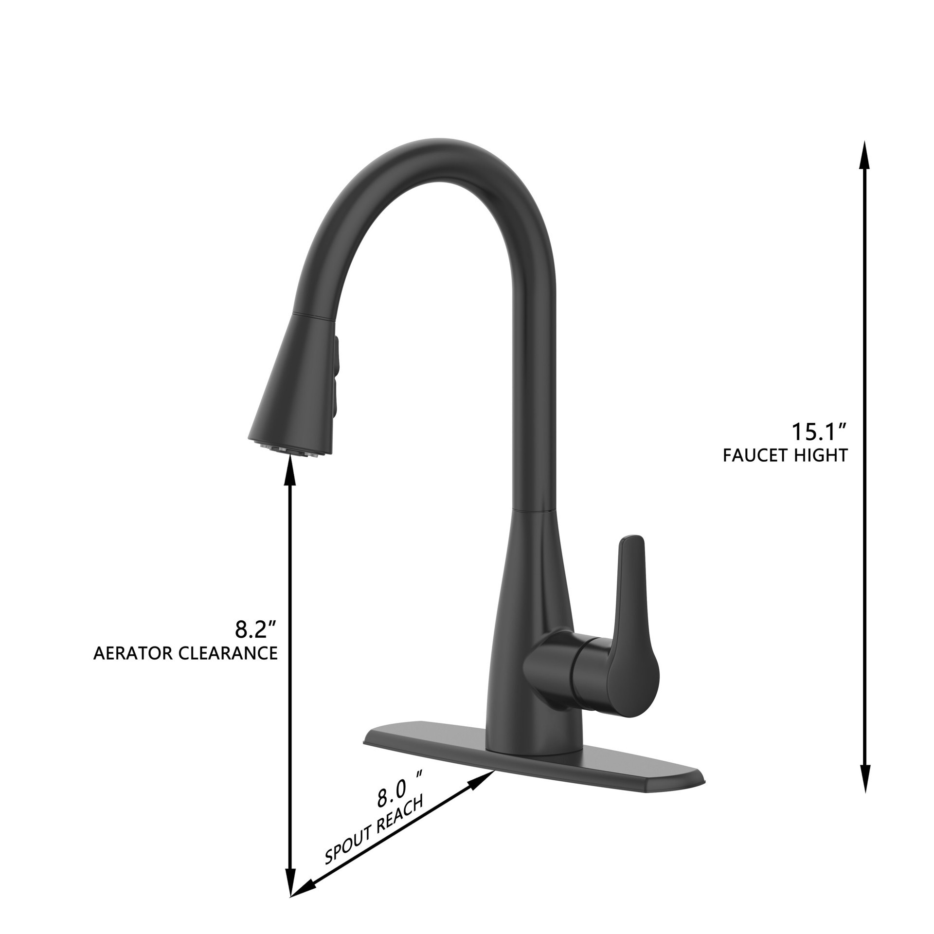 slide 4 of 6, Project Source Ellesburg Matte Black Single Handle Deck-mount Pull-down Kitchen Faucet with Sprayer (Includes Deck Plate), 1 ct