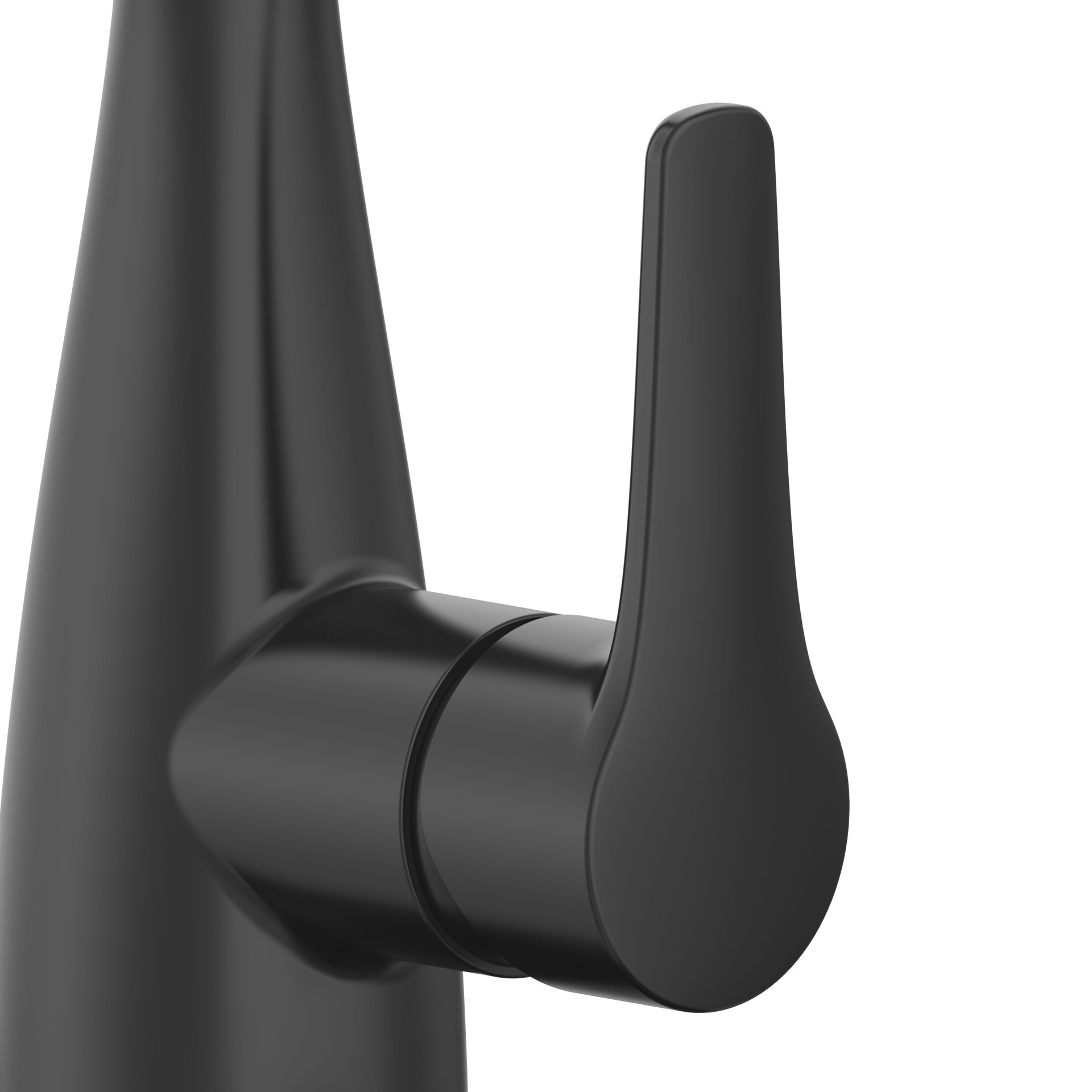 slide 5 of 6, Project Source Ellesburg Matte Black Single Handle Deck-mount Pull-down Kitchen Faucet with Sprayer (Includes Deck Plate), 1 ct