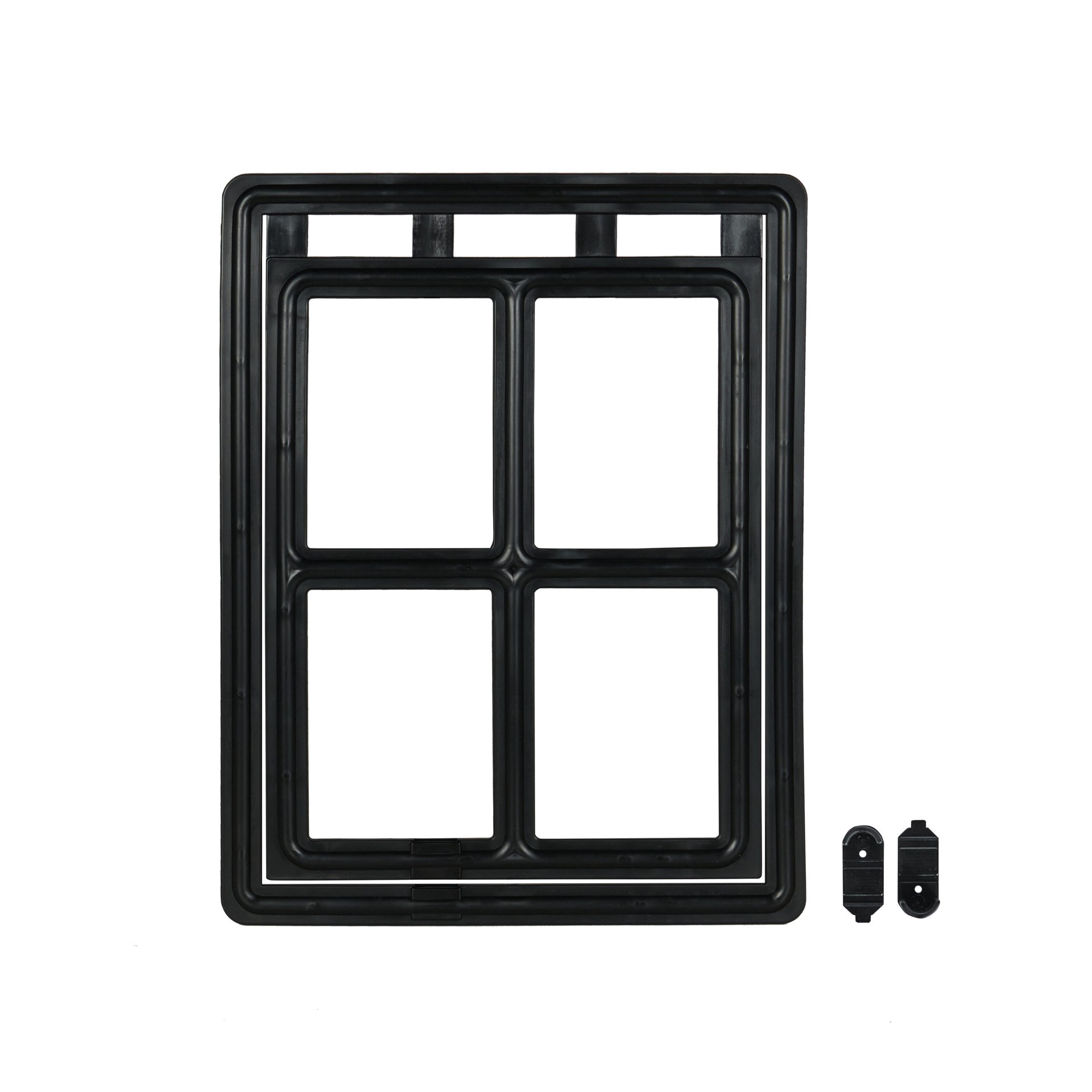 slide 2 of 6, M-D 12-in x 16-in Black Plastic Medium Dog/Cat Door for Screen door, 1 ct