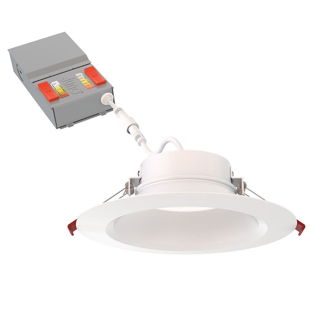 slide 1 of 6, Juno Contractor Select WF6 Matte 6-in 950 -Lumens Switchable Round Dimmable LED Canless Wet rated Recessed Downlight, 1 ct