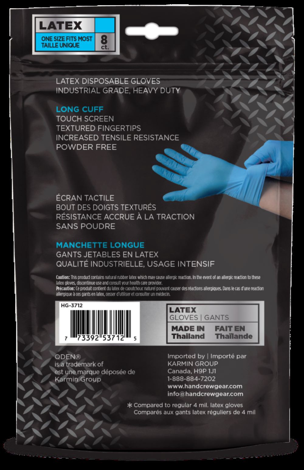 slide 2 of 4, ODEN One size fits all Blue Latex 4 -Pairs, 1 ct