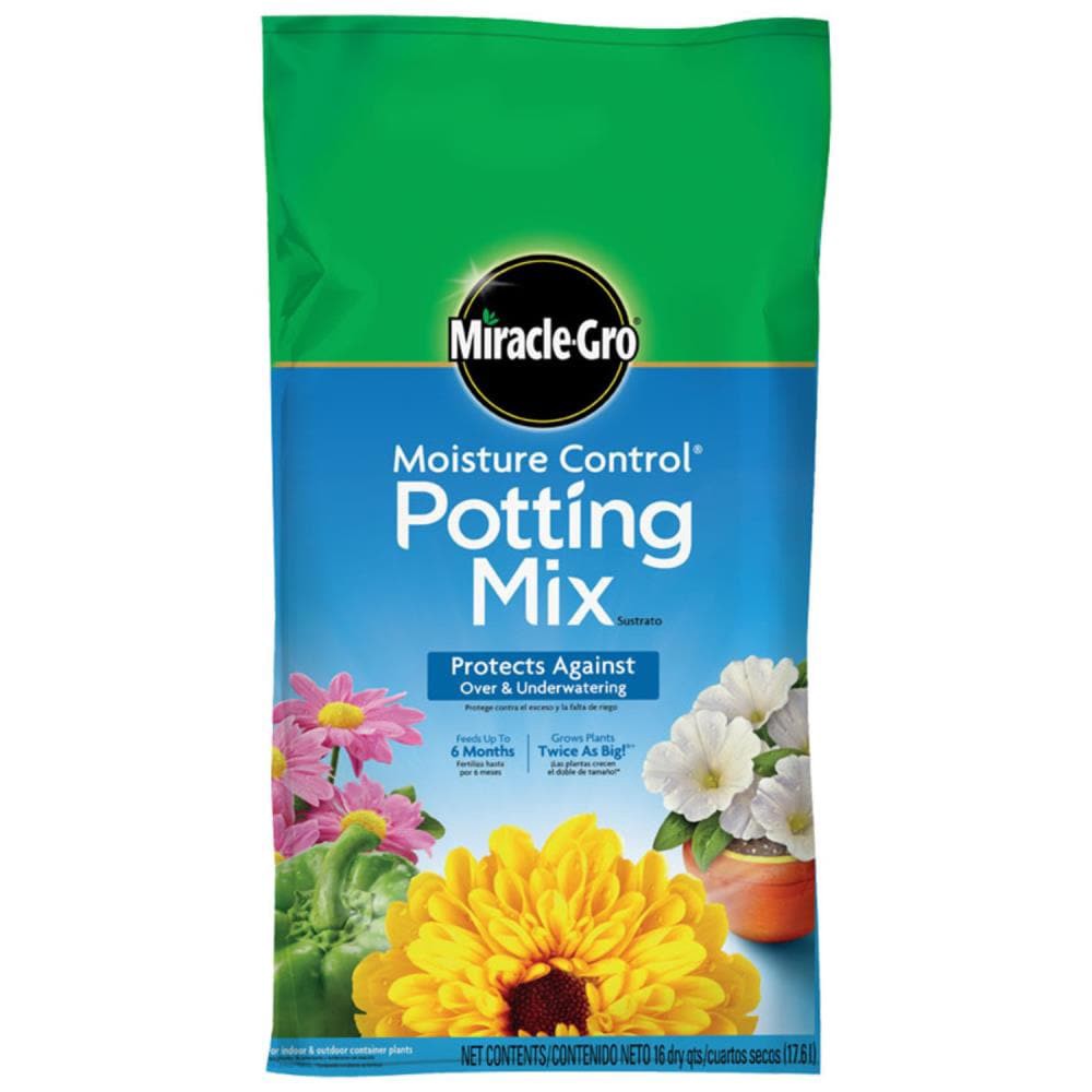 slide 1 of 6, Miracle-Gro Moisture Control 16 Quart(s) All-purpose Potting soil mix, 1 ct