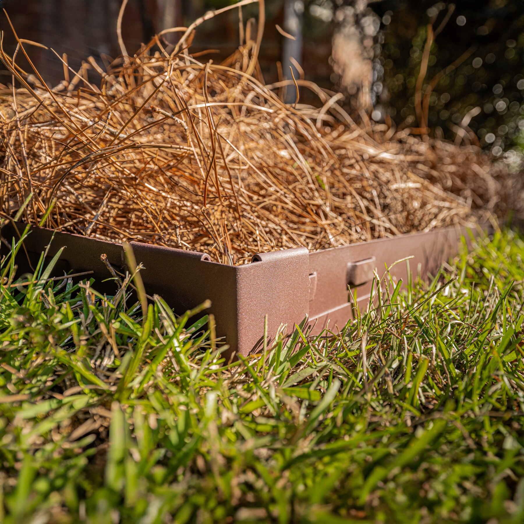 slide 2 of 6, IRONRIDGE 8.1-in Textured Brown Steel Corner edging stake, 1 ct