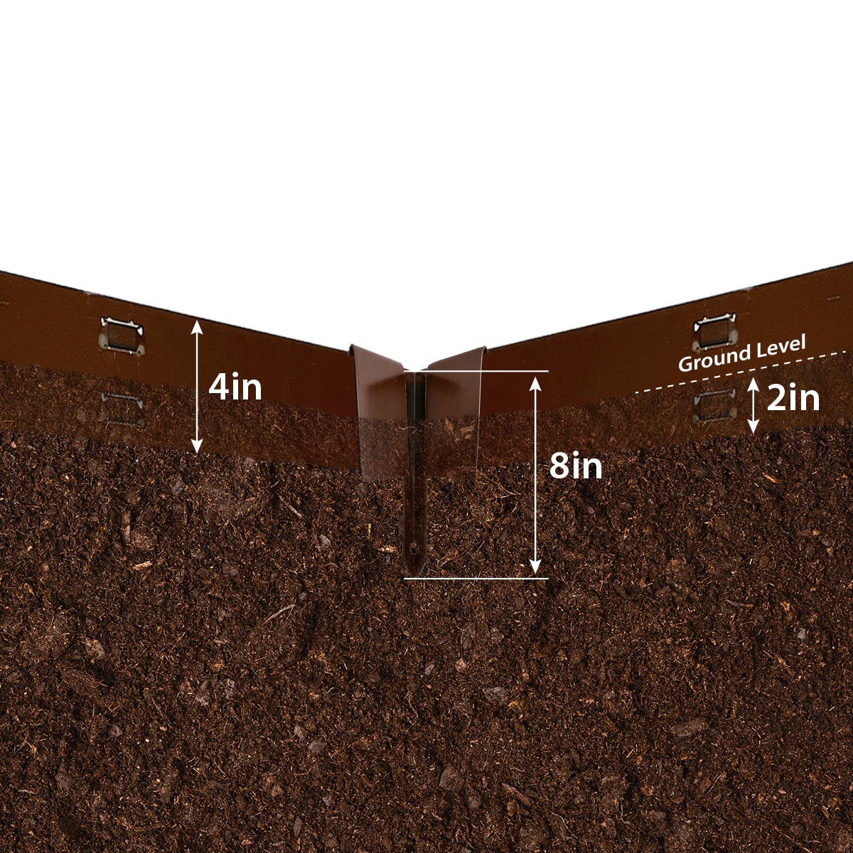 slide 4 of 6, IRONRIDGE 8.1-in Textured Brown Steel Corner edging stake, 1 ct