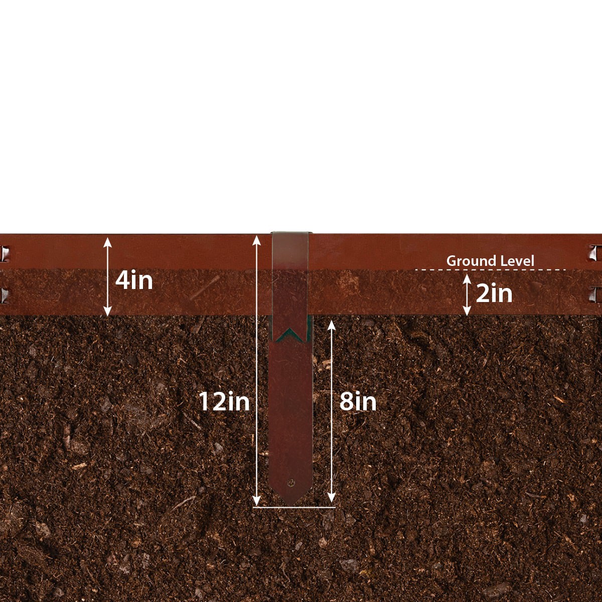 slide 4 of 6, IRONRIDGE 12-in Textured Brown Steel Splicing edging stake, 1 ct
