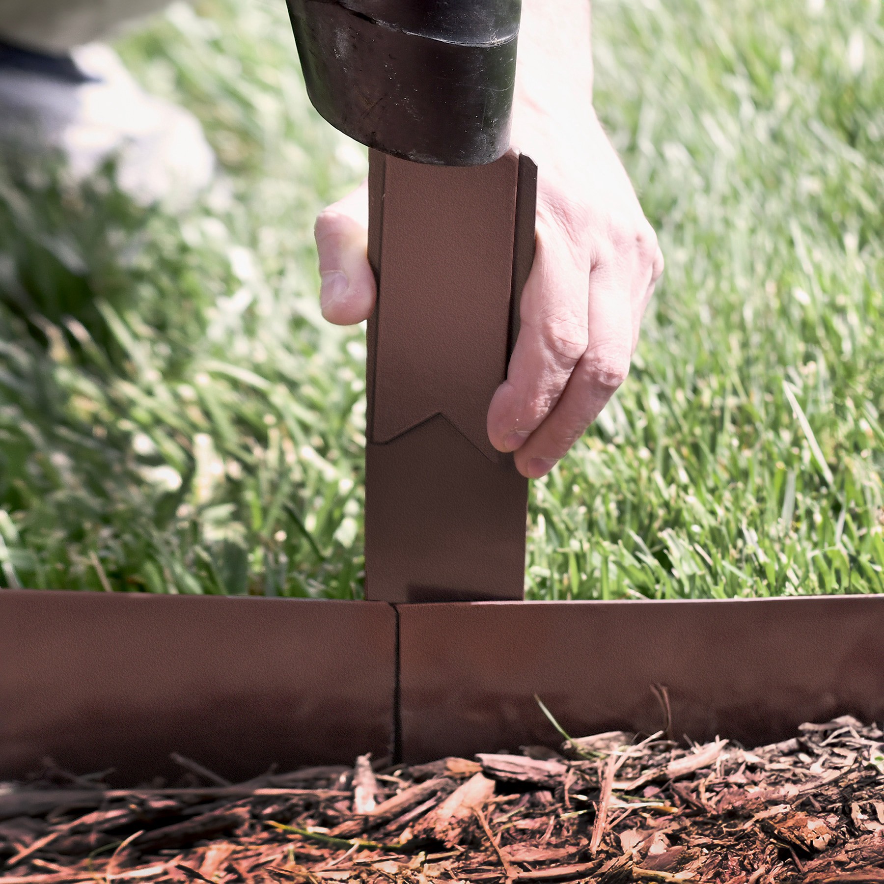 slide 5 of 6, IRONRIDGE 12-in Textured Brown Steel Splicing edging stake, 1 ct