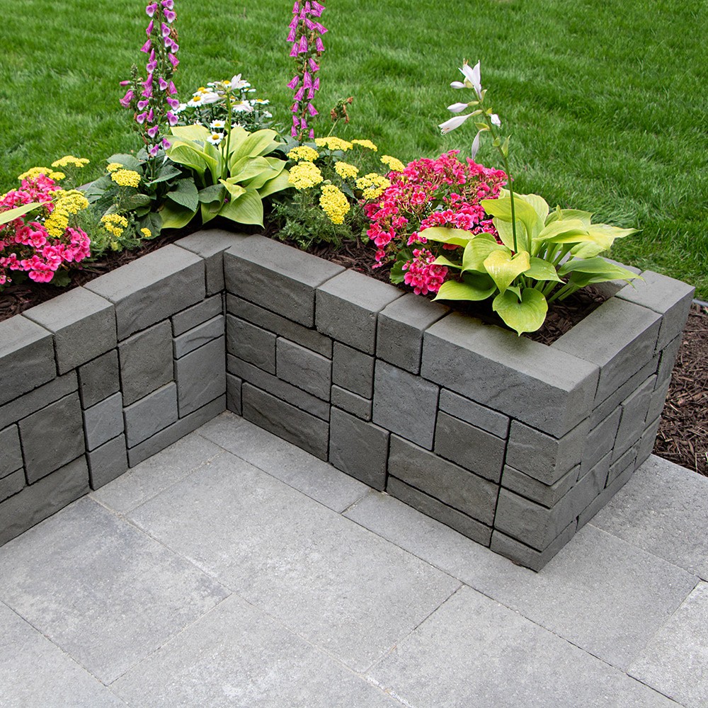 slide 2 of 6, Oldcastle 10-in H x 15.7-in L x 4-in D Midnight Slate Concrete Retaining wall block, 1 ct