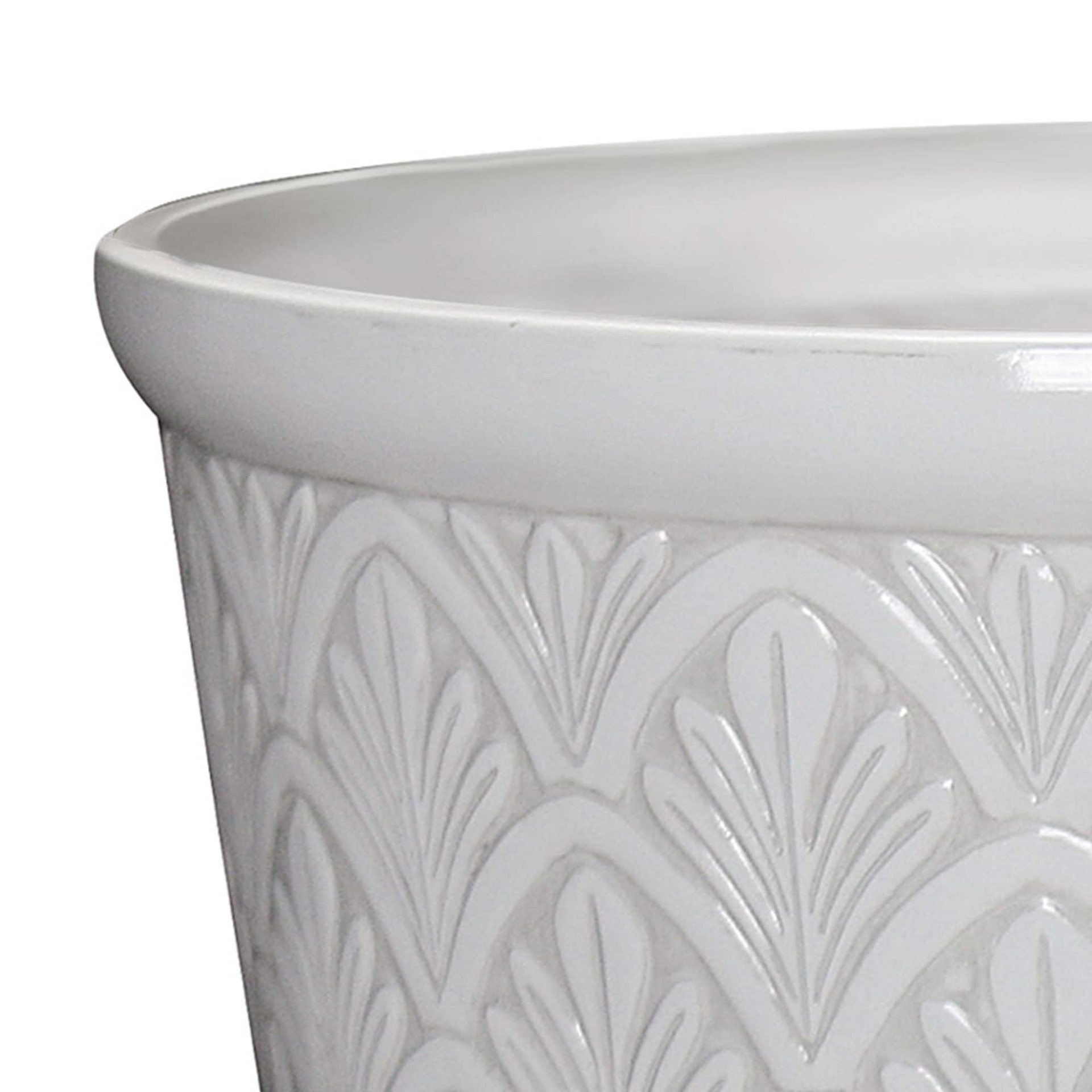 slide 5 of 6, allen + roth Round 19.88-in W x 19.88-in L White Resin Indoor/Outdoor Planter, 1 ct