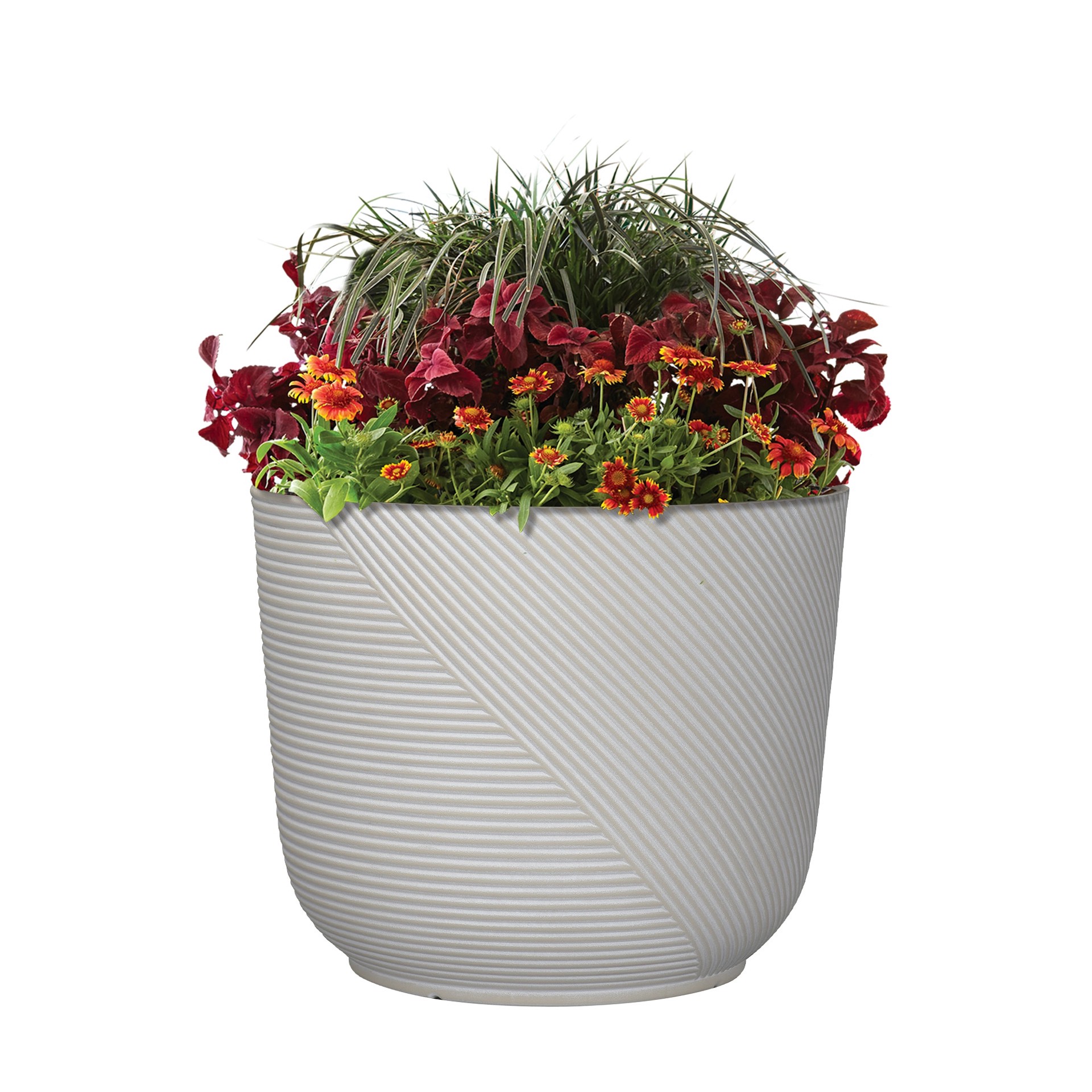 slide 5 of 6, allen + roth Round 15.16-in W x 15.16-in L White Resin Indoor/Outdoor Planter, 1 ct