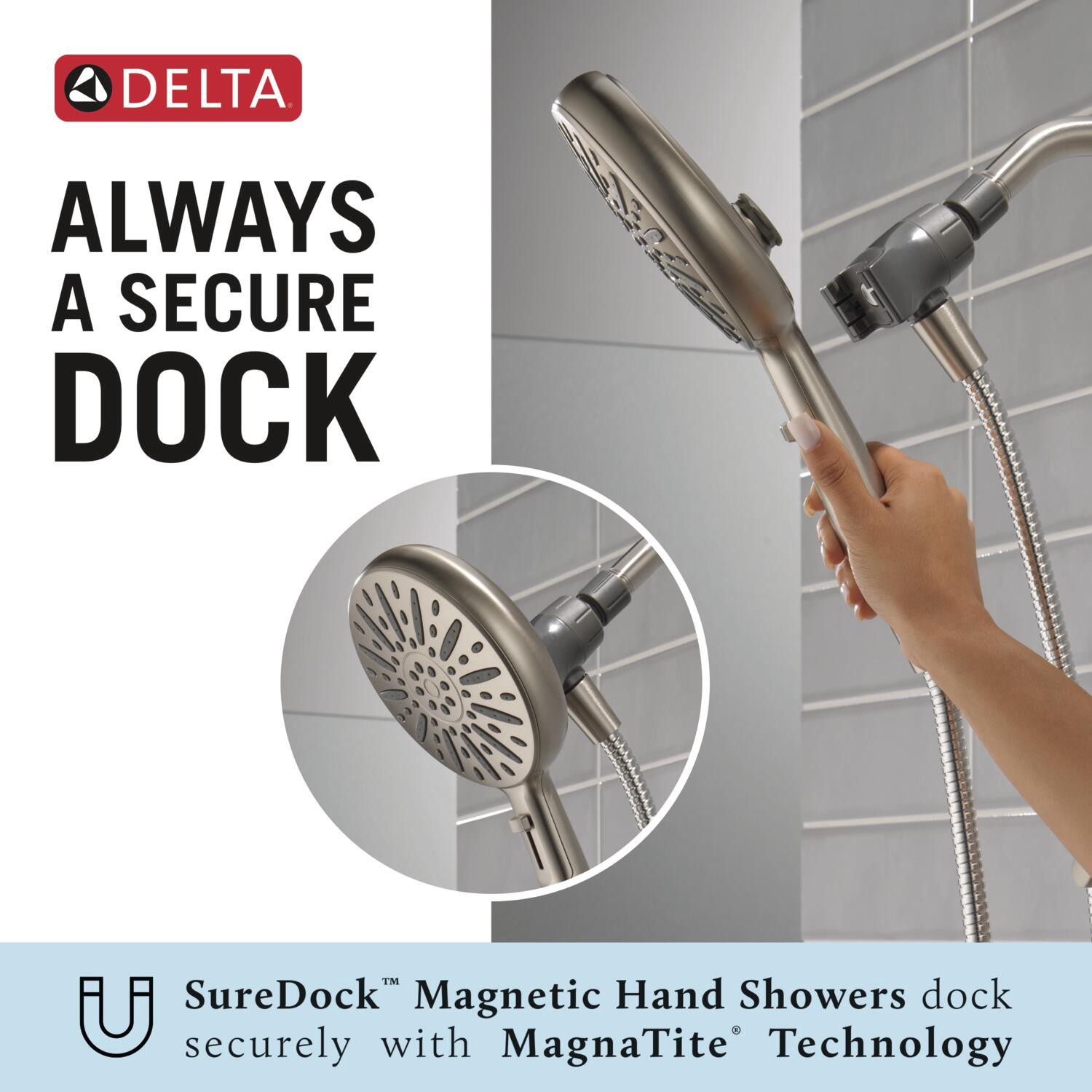 slide 3 of 6, Delta Arcadia Spotshield Brushed Nickel 1-handle 6.5-in Round Bathtub and shower Faucet (Multi-function), 1 ct