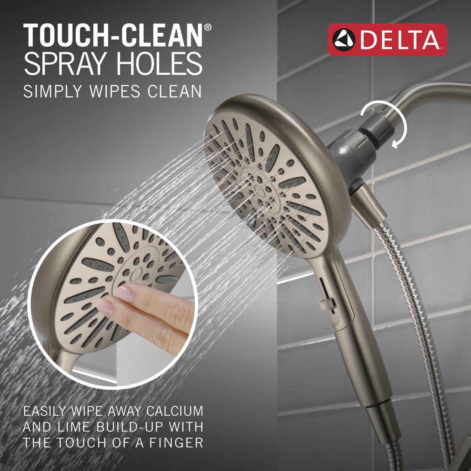 slide 6 of 6, Delta Arcadia Spotshield Brushed Nickel 1-handle 6.5-in Round Bathtub and shower Faucet (Multi-function), 1 ct