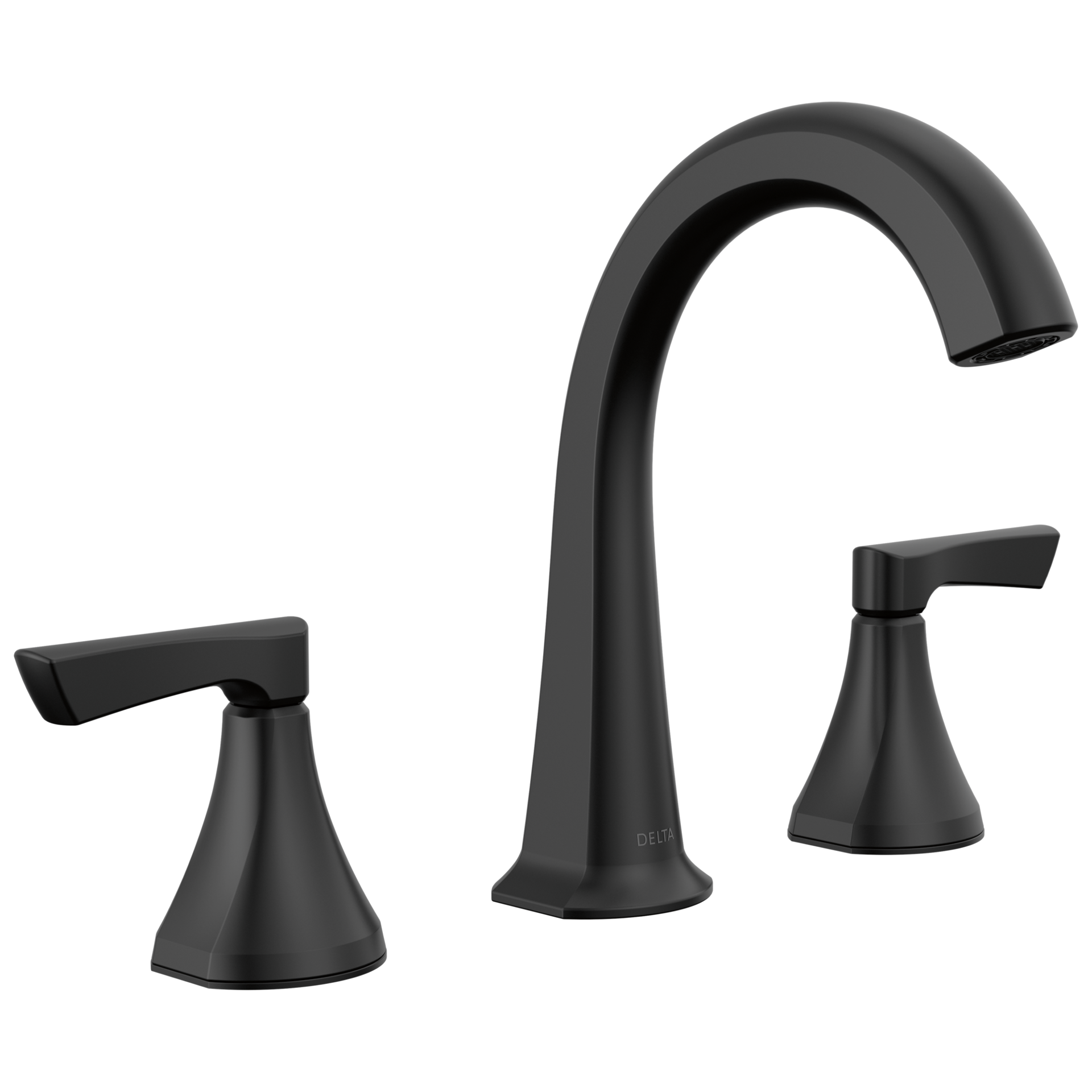 slide 1 of 6, Delta Arcadia Matte Black Widespread 2-handle WaterSense Mid-arc Residential Handle Bathroom Sink Faucet with Drain, 1 ct