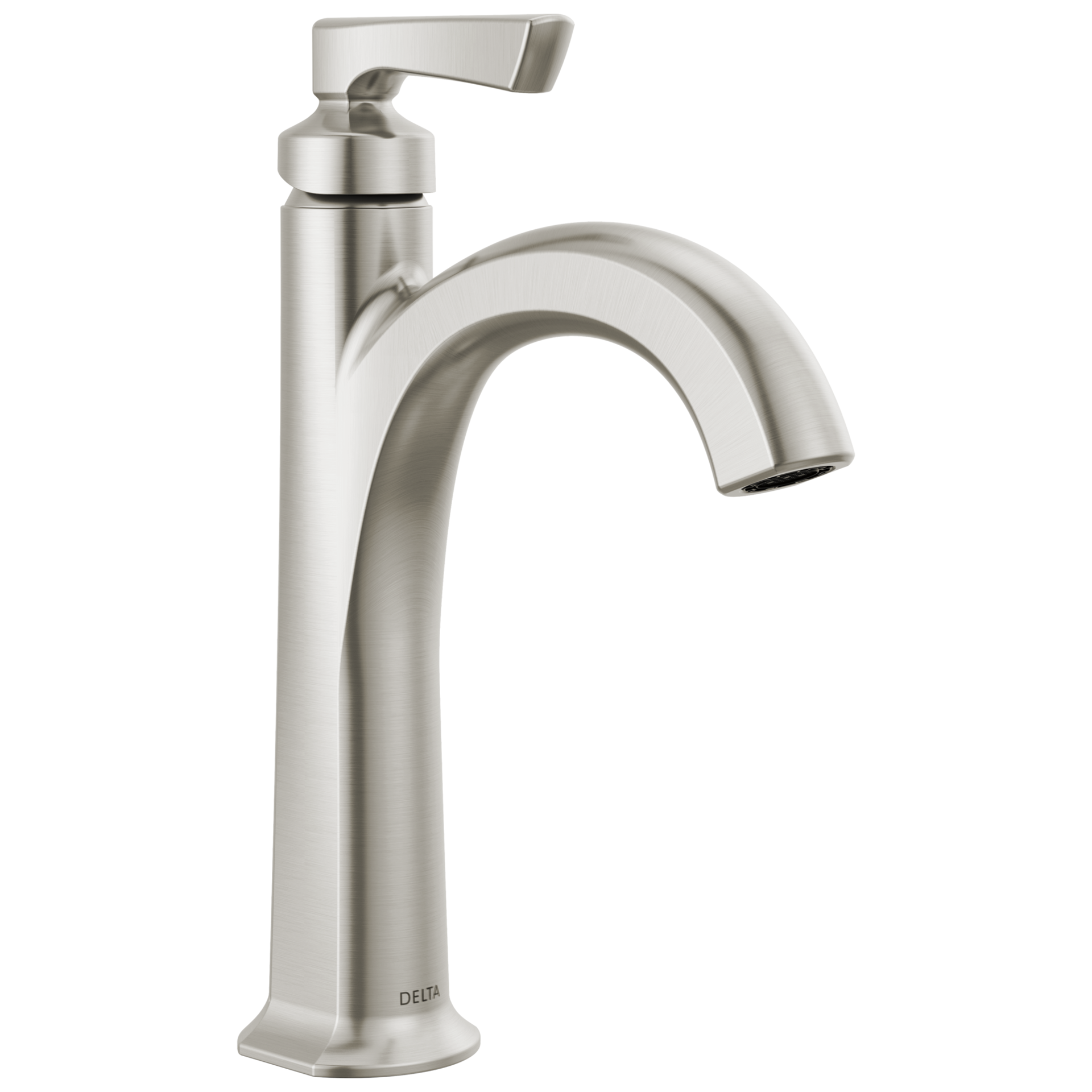 slide 1 of 6, Delta Arcadia Spotshield Brushed Nickel Single hole 1-handle WaterSense Mid-arc Residential Handle Bathroom Sink Faucet with Drain with Deck Plate, 1 ct