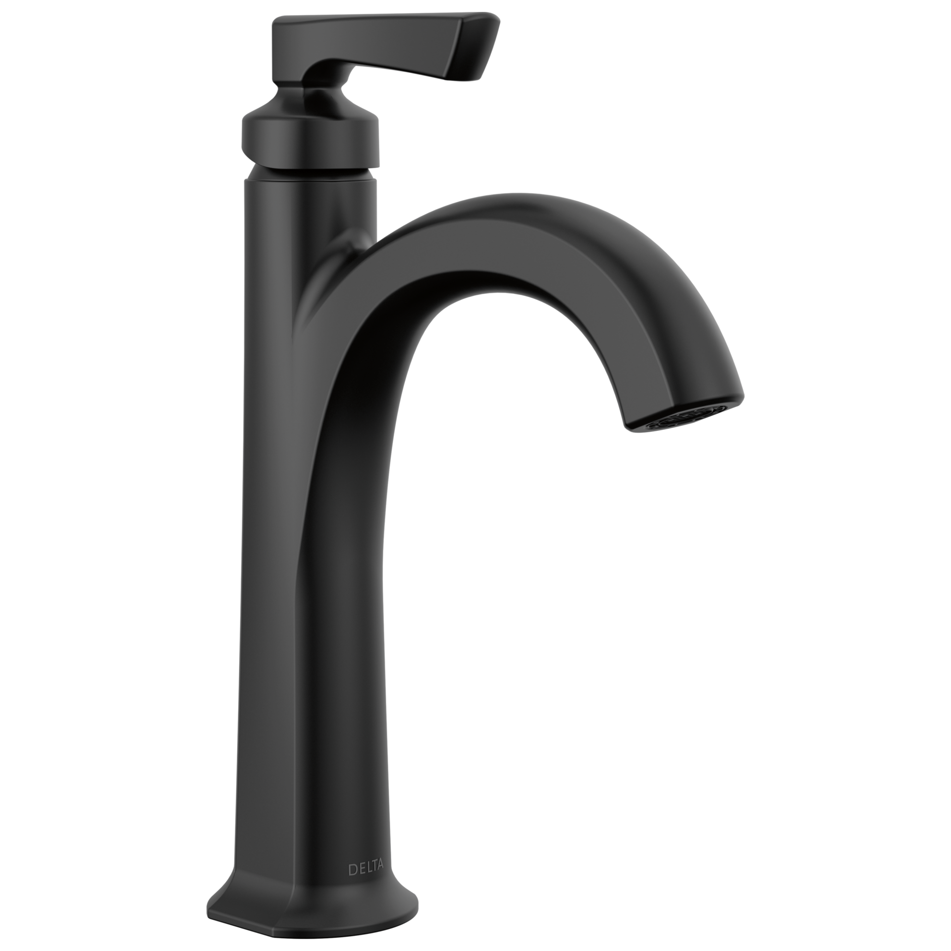 slide 1 of 6, Delta Arcadia Matte Black Single hole 1-handle WaterSense Mid-arc Residential Handle Bathroom Sink Faucet with Drain with Deck Plate, 1 ct