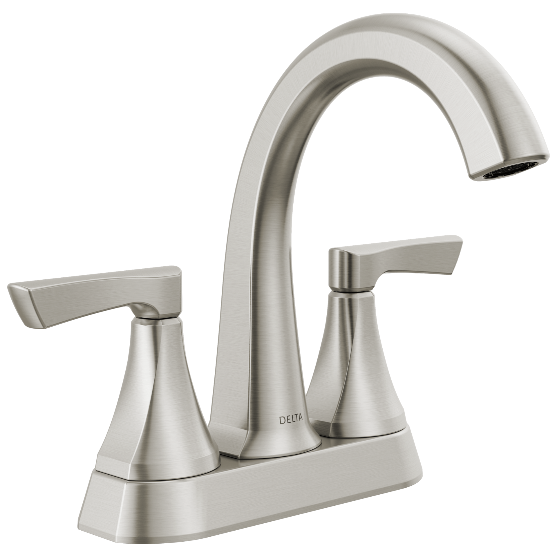slide 1 of 6, Delta Arcadia Spotshield Brushed Nickel 4-in centerset 2-handle WaterSense Mid-arc Residential Handle Bathroom Sink Faucet with Drain, 1 ct