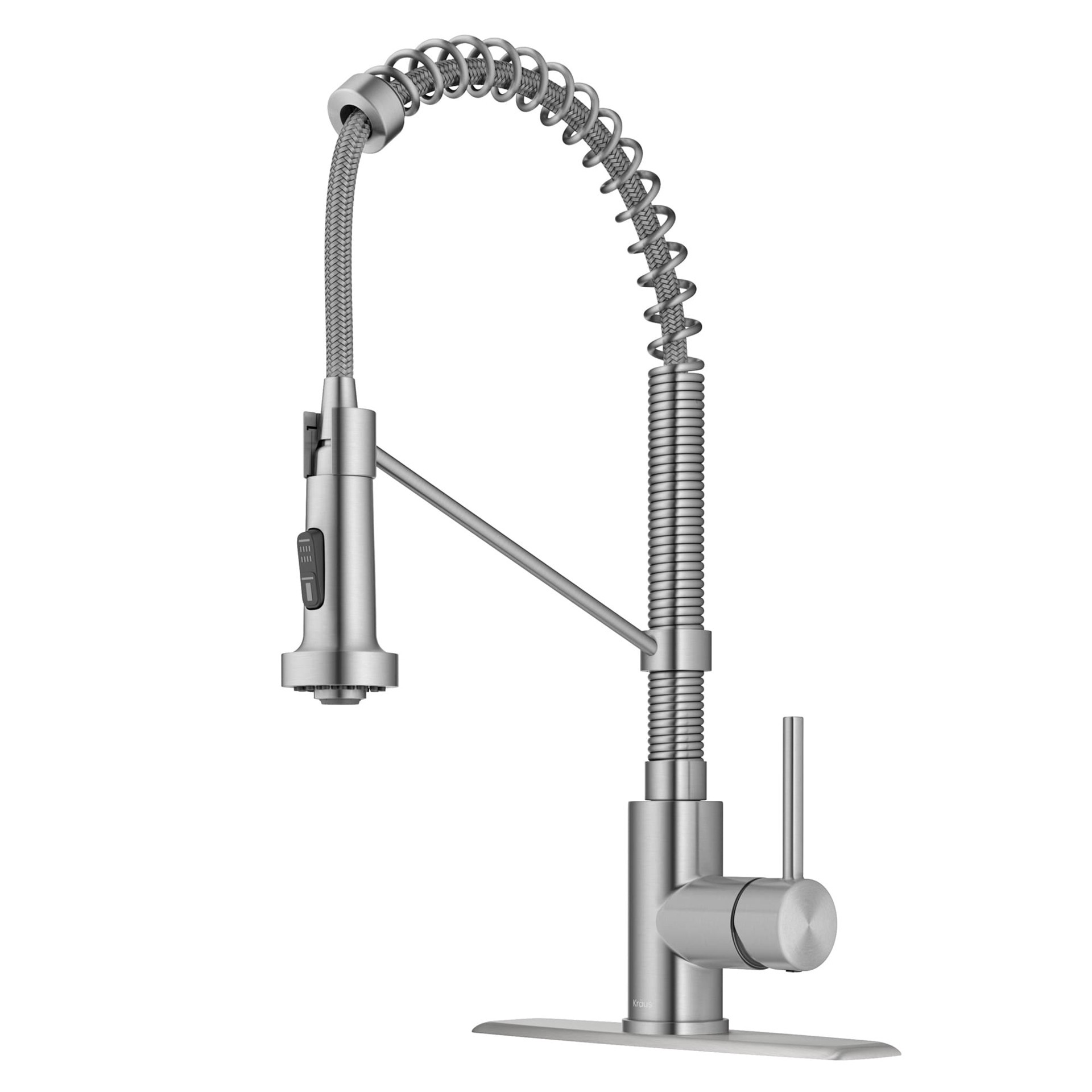 slide 2 of 6, Kraus Bolden Spot Free Stainless Steel Single Handle Deck-mount Pull-down Kitchen Faucet with Sprayer (Includes Deck Plate), 1 ct