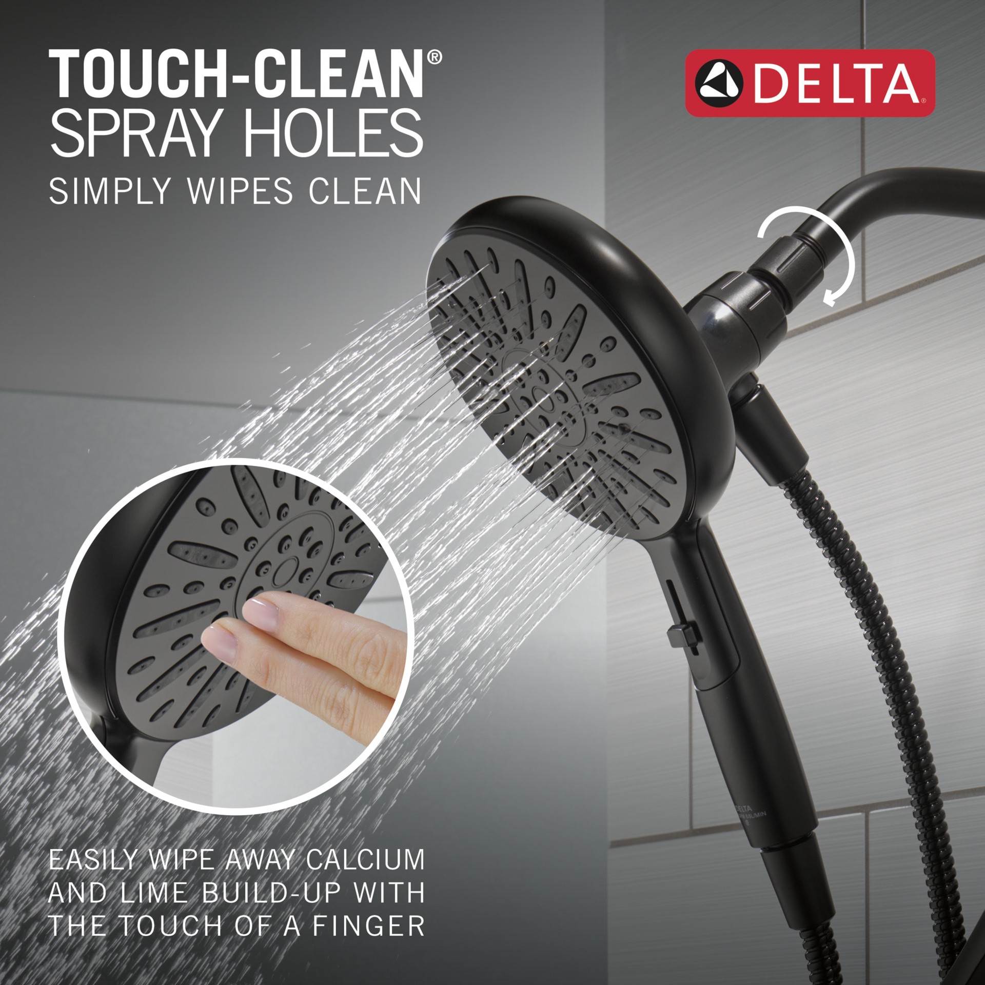 slide 6 of 6, Delta Arcadia Matte Black 1-handle 6.5-in Round Bathtub and shower Faucet (Multi-function), 1 ct