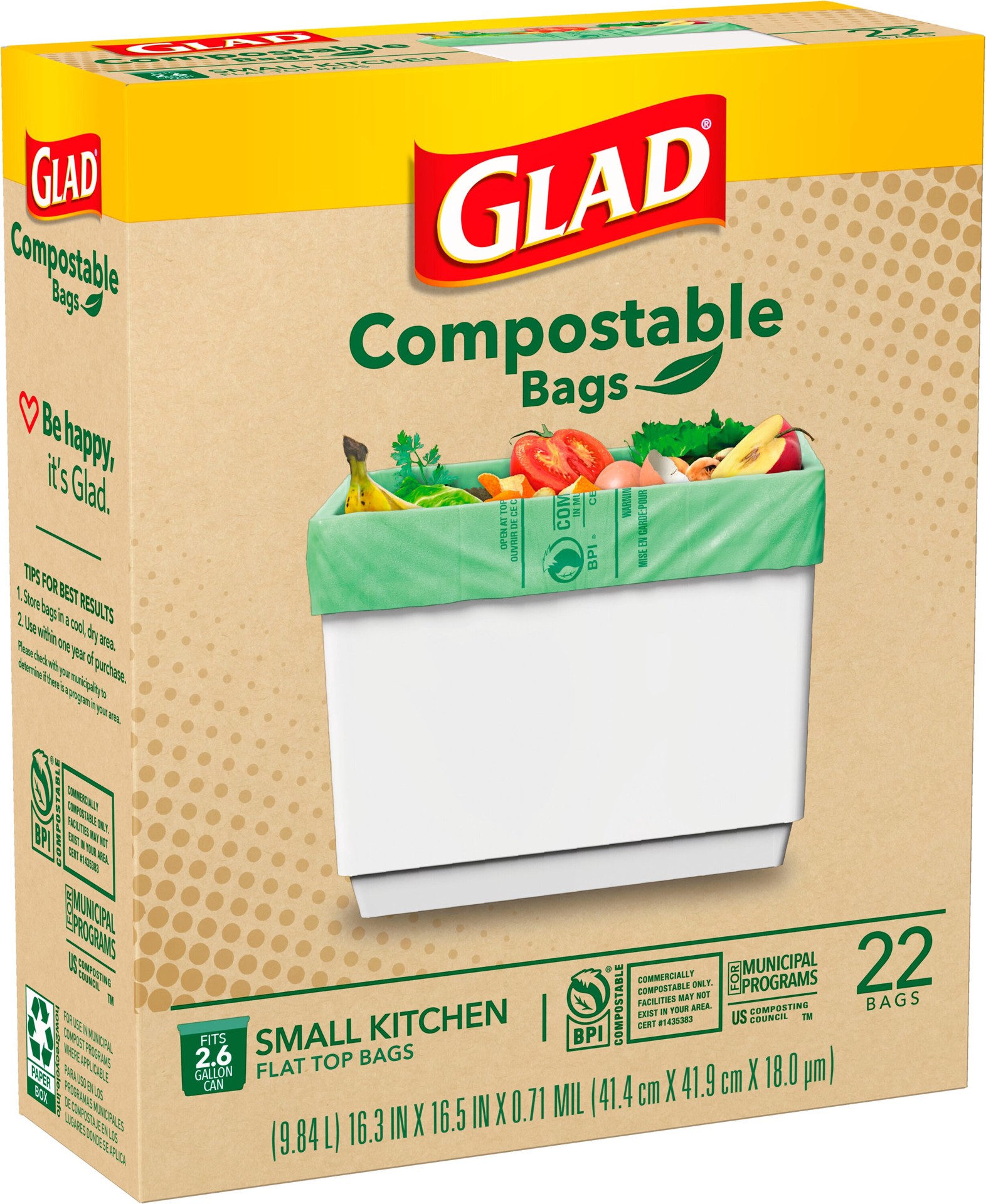 slide 6 of 6, Glad 2.6-Gallon Scent free White Indoor Plastic Kitchen Flap Tie Trash Bag 22 -Count, 1 ct