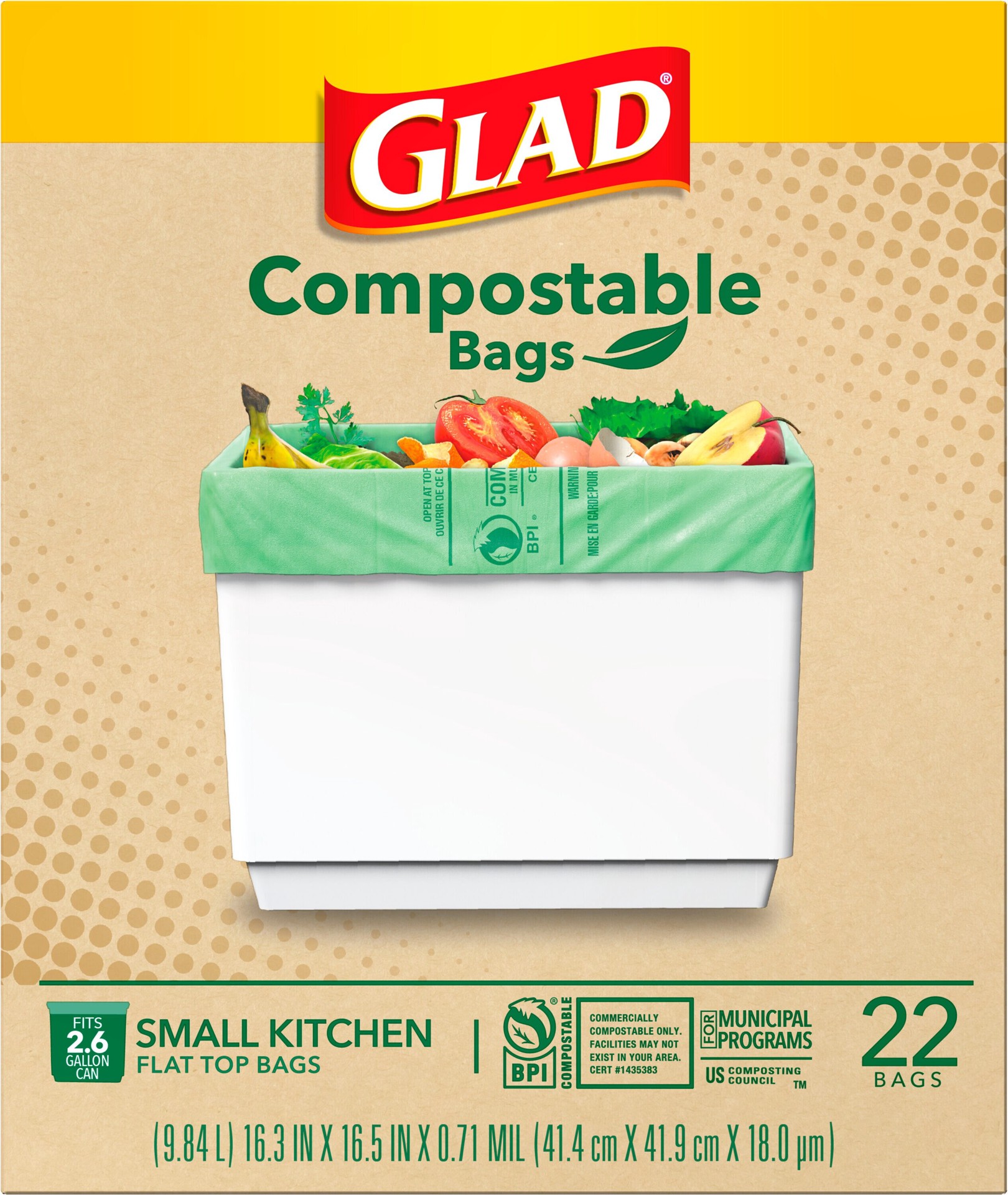 slide 1 of 6, Glad 2.6-Gallon Scent free White Indoor Plastic Kitchen Flap Tie Trash Bag 22 -Count, 1 ct
