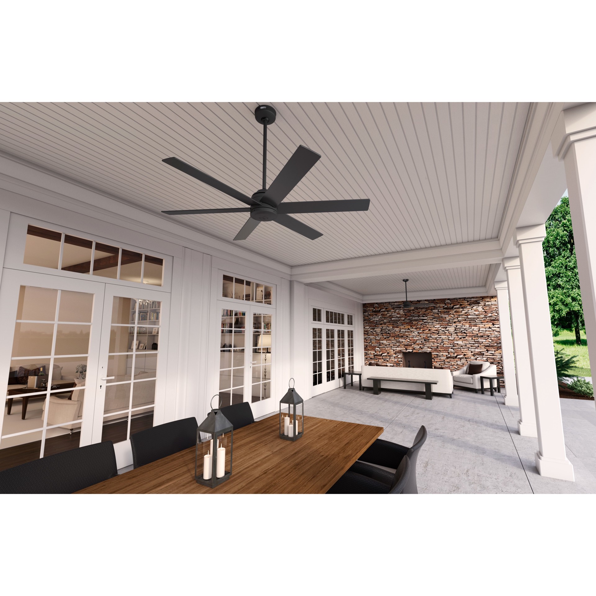 slide 6 of 6, Hunter Lakeway SureSpeed 60-in Matte Black with Matte Black Blades Covered Outdoor Ceiling Fan Without Light 6 -Blade, 1 ct