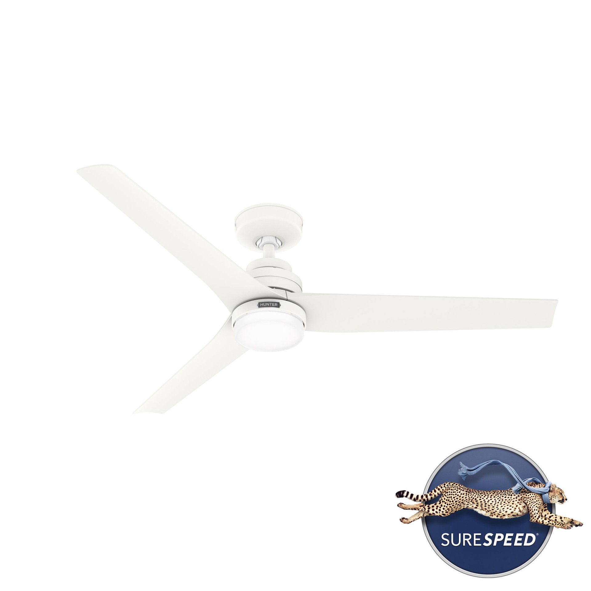 slide 2 of 6, Hunter Brookhaven 52-in Matte White with Matte White Blades Covered Outdoor Propeller Ceiling Fan With Light and Remote Included 3 -Blade, 1 ct