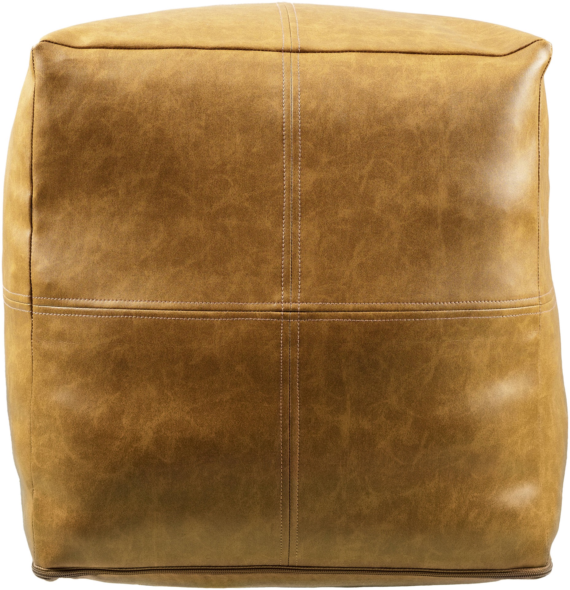 slide 5 of 6, allen + roth Modern Tan Faux leather Pouf Ottoman, 1 ct