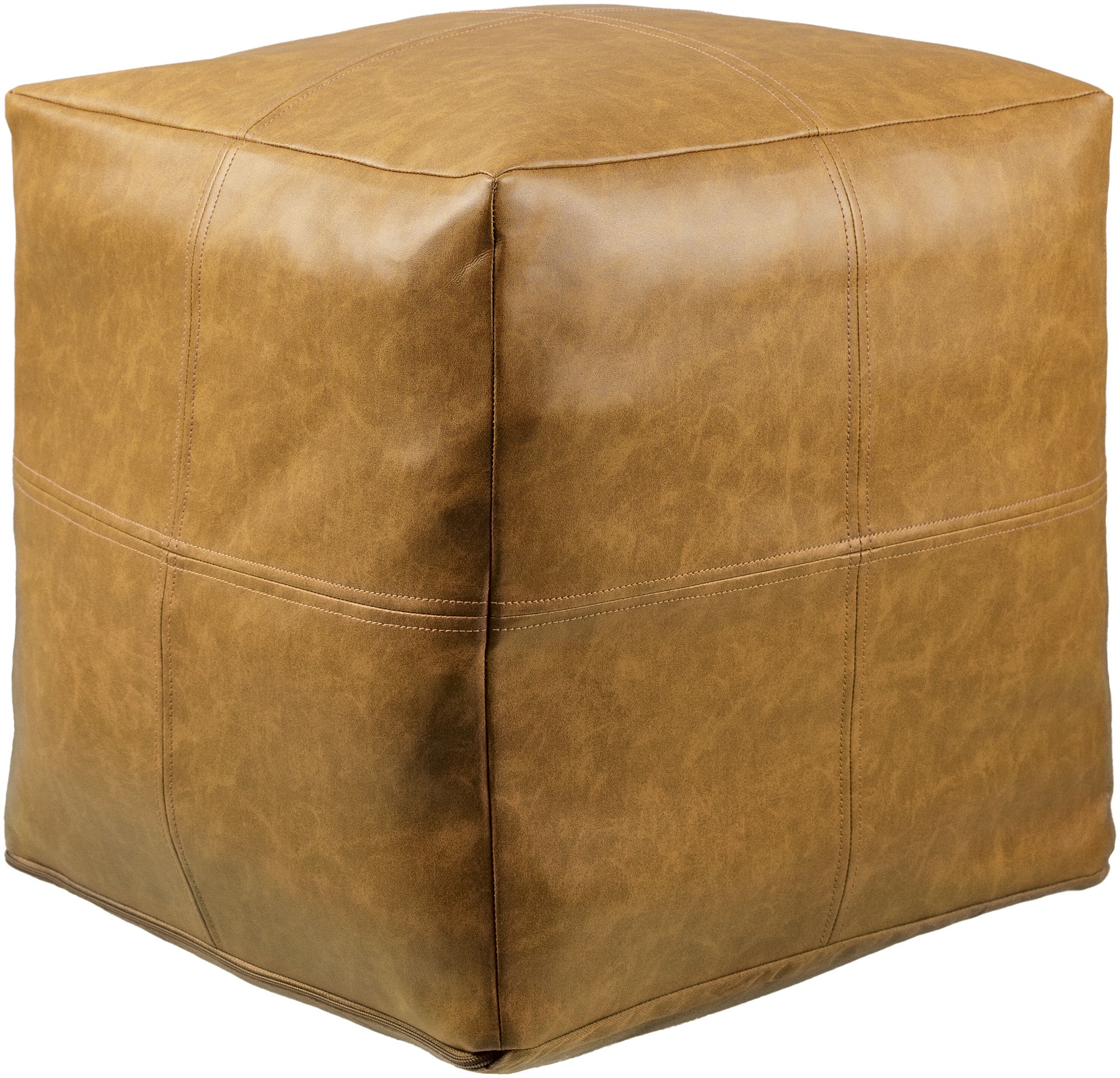 slide 2 of 6, allen + roth Modern Tan Faux leather Pouf Ottoman, 1 ct