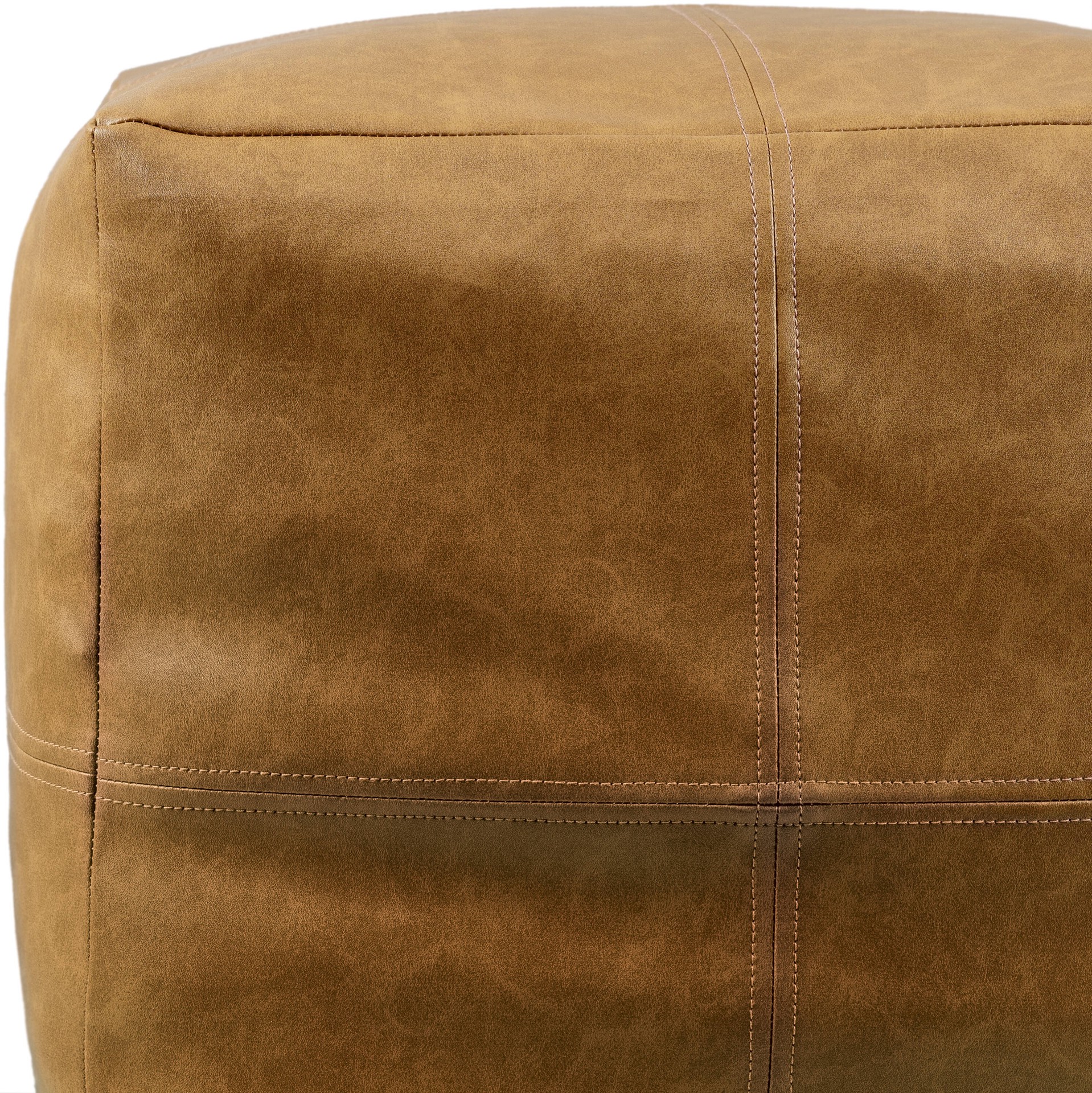 slide 3 of 6, allen + roth Modern Tan Faux leather Pouf Ottoman, 1 ct