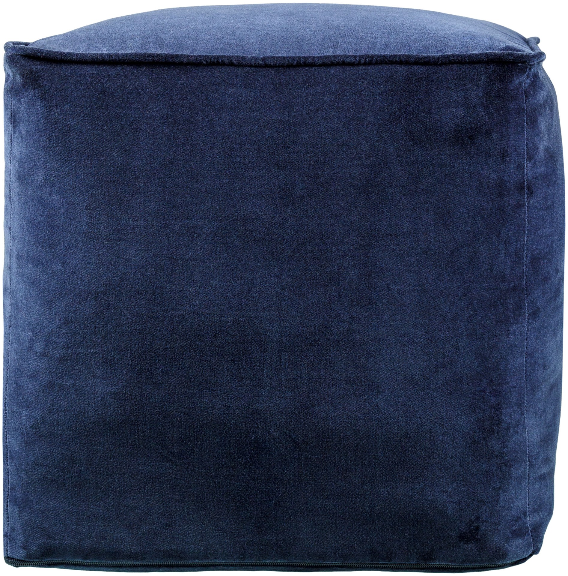 slide 6 of 6, allen + roth Eclectic Blue Velvet Pouf Ottoman, 1 ct