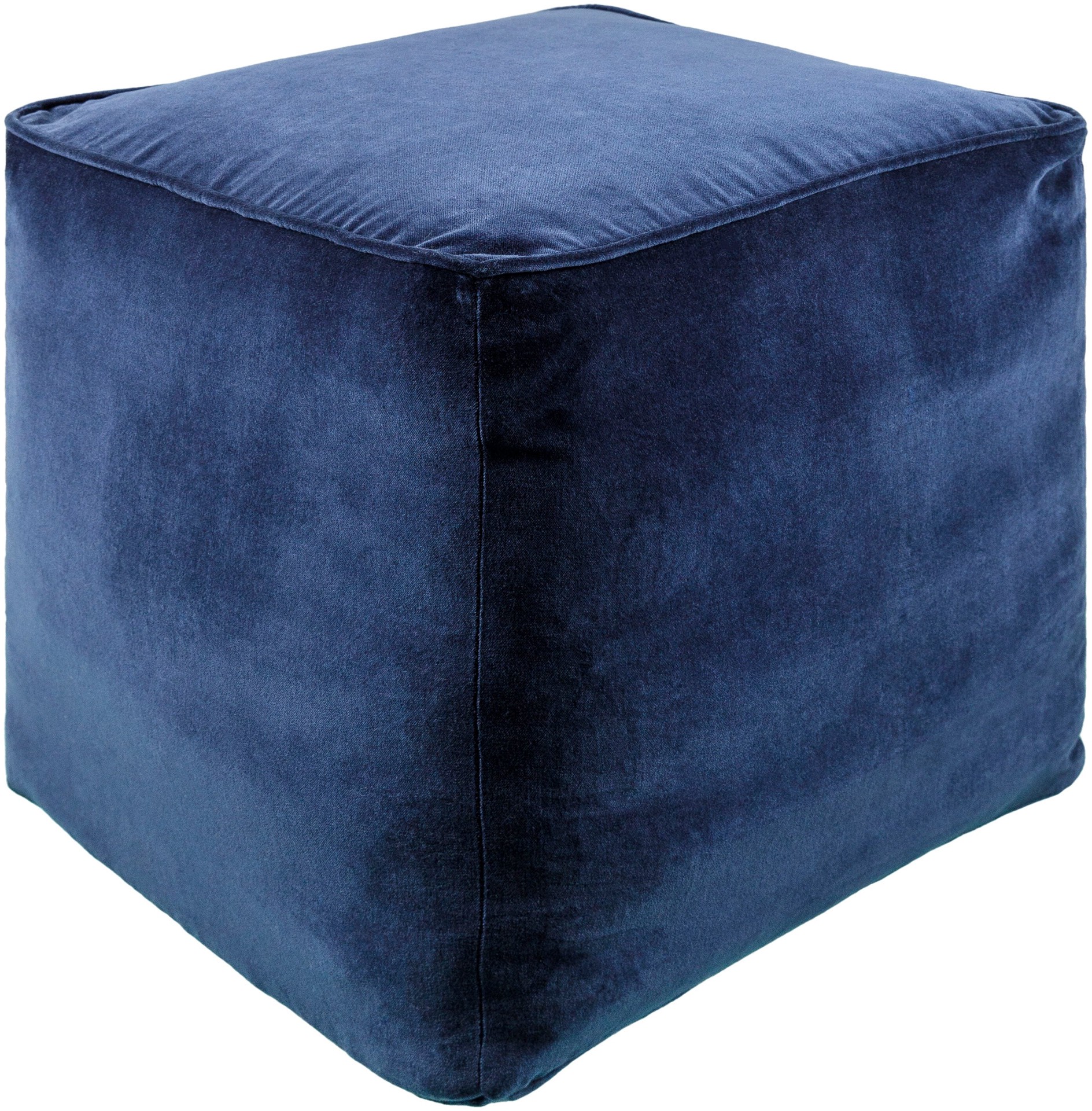 slide 2 of 6, allen + roth Eclectic Blue Velvet Pouf Ottoman, 1 ct