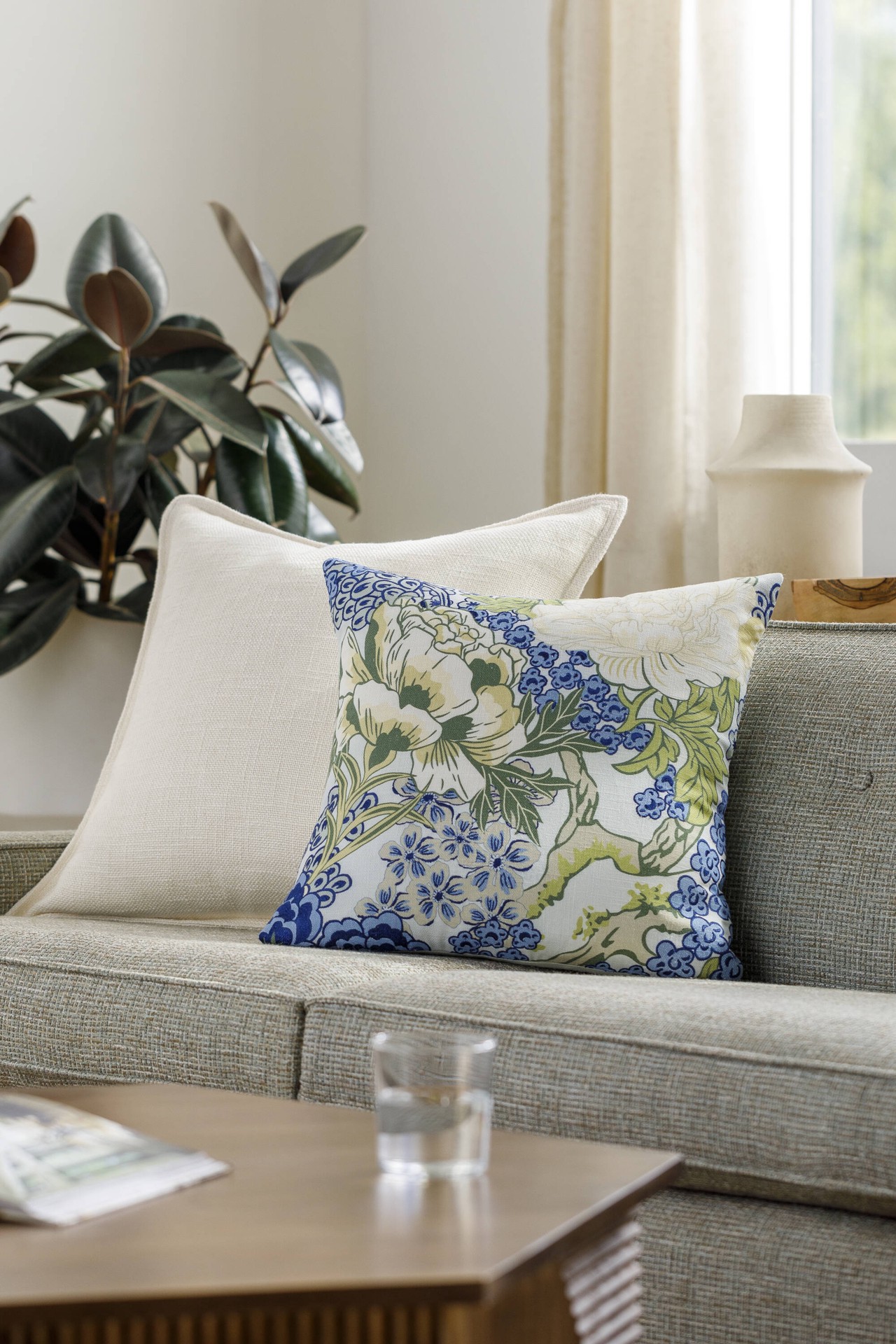 slide 2 of 6, allen + roth 18-in x 18-in Blue Square Indoor Decorative Pillow, 1 ct