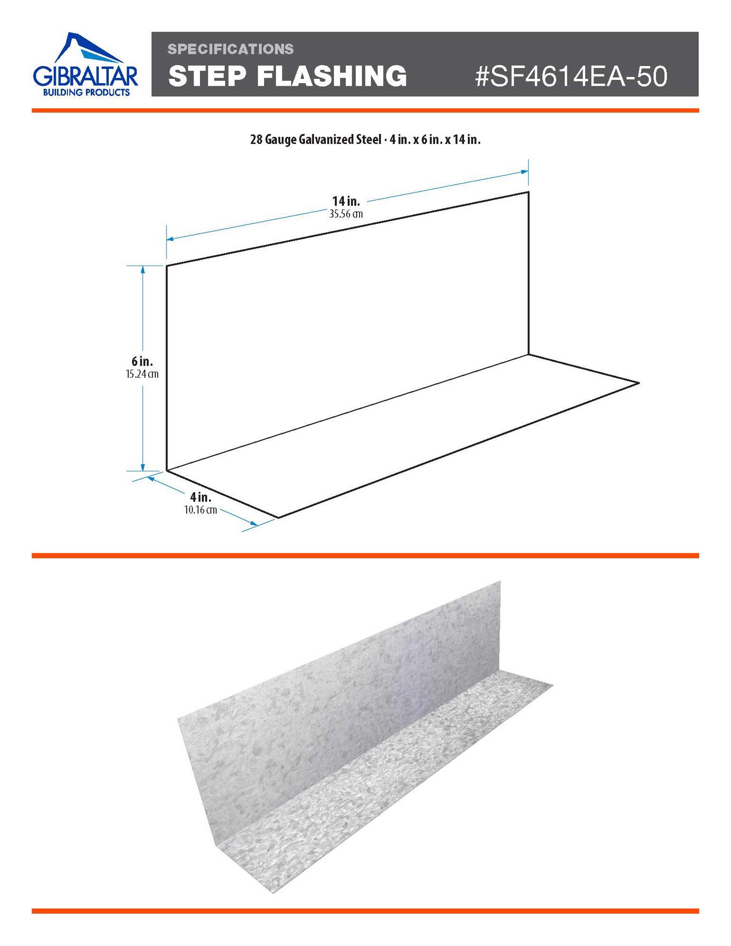slide 3 of 6, Gibraltar Building Products 6-in x 14-in Gray/Silver Galvanized Steel Step Flashing, 1 ct
