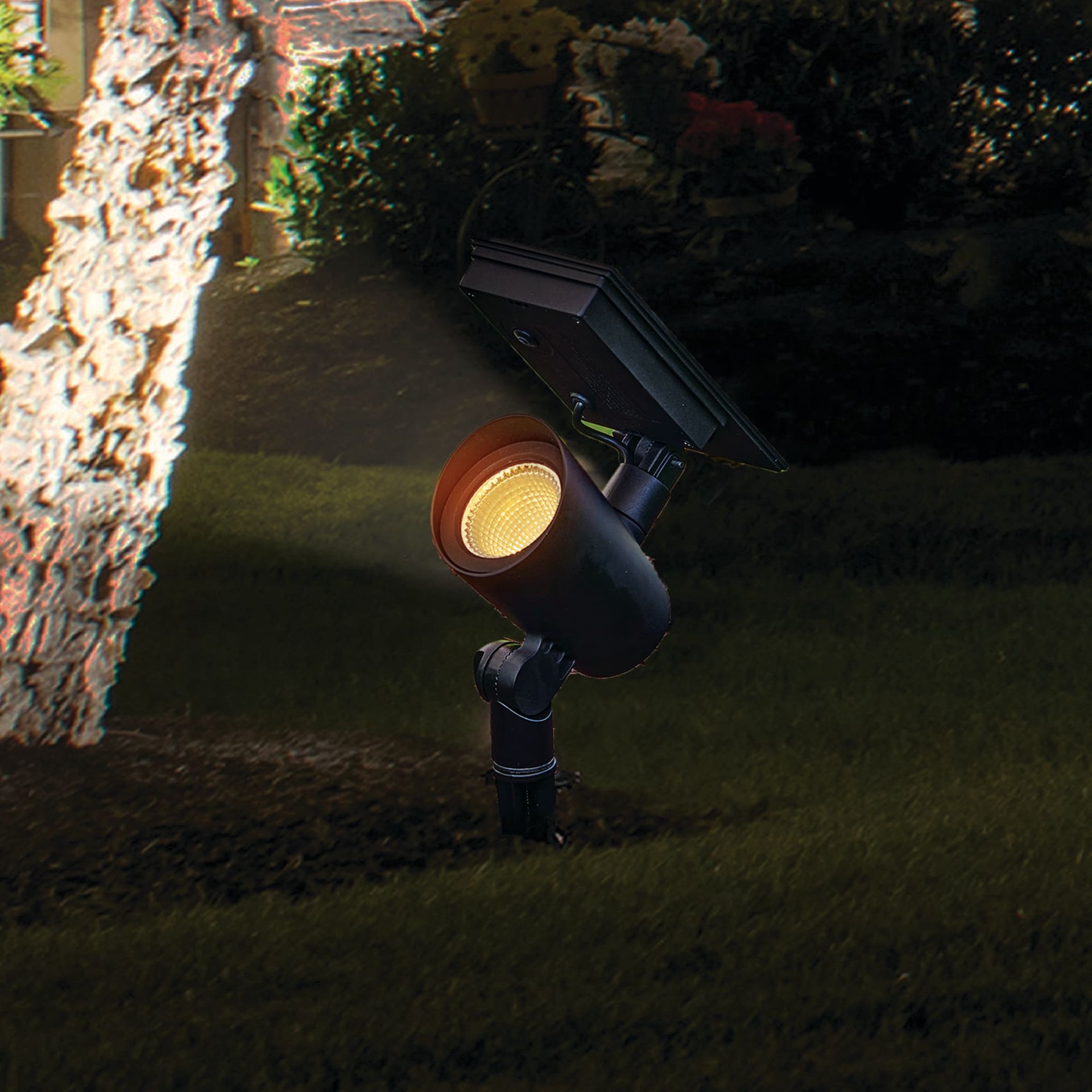 slide 3 of 6, Harbor Breeze 180 -Lumens Black Solar LED Flood light, 1 ct