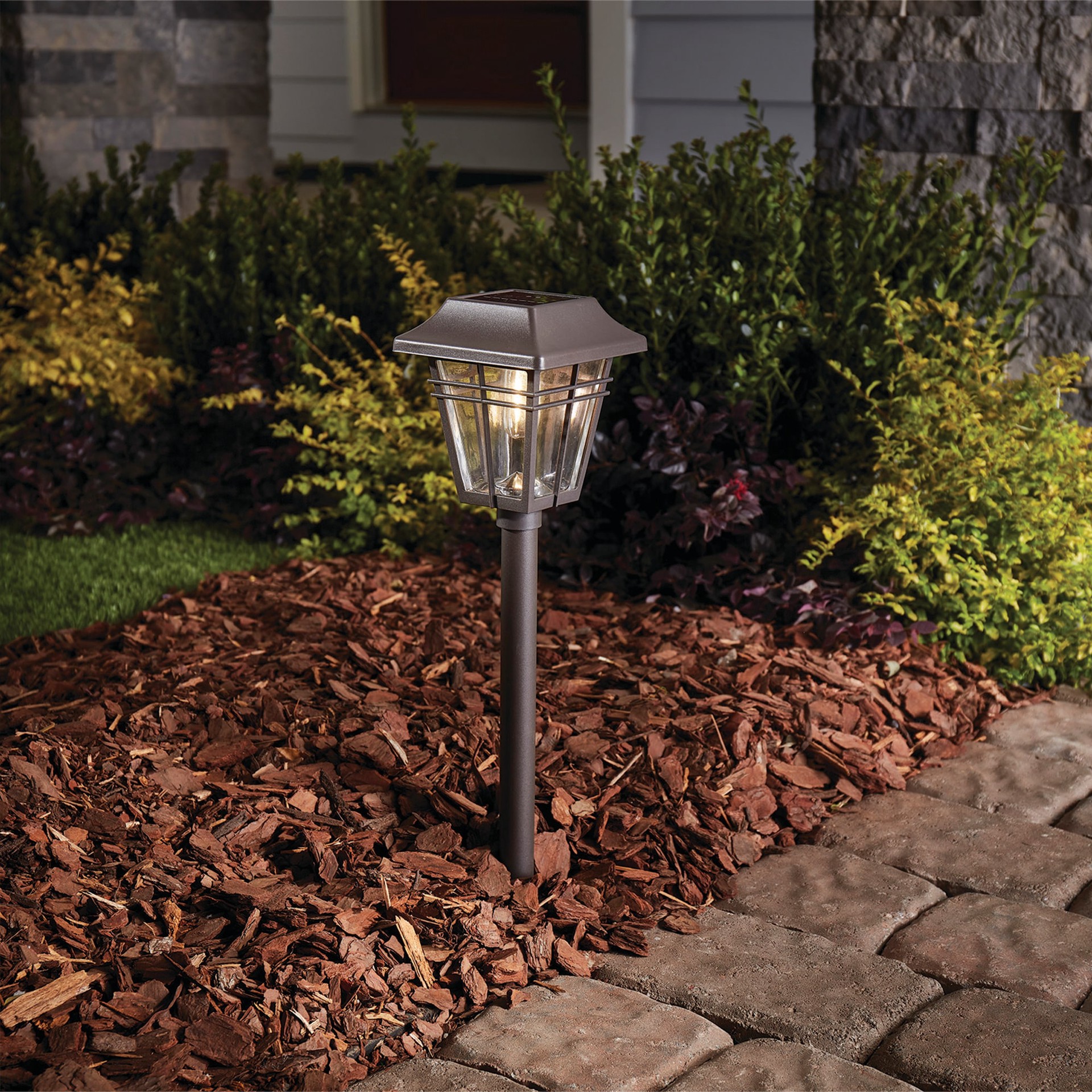 slide 3 of 6, Harbor Breeze Square Path 15 -Lumens Bronze Solar LED Outdoor Path Light ( 3500-K ), 1 ct