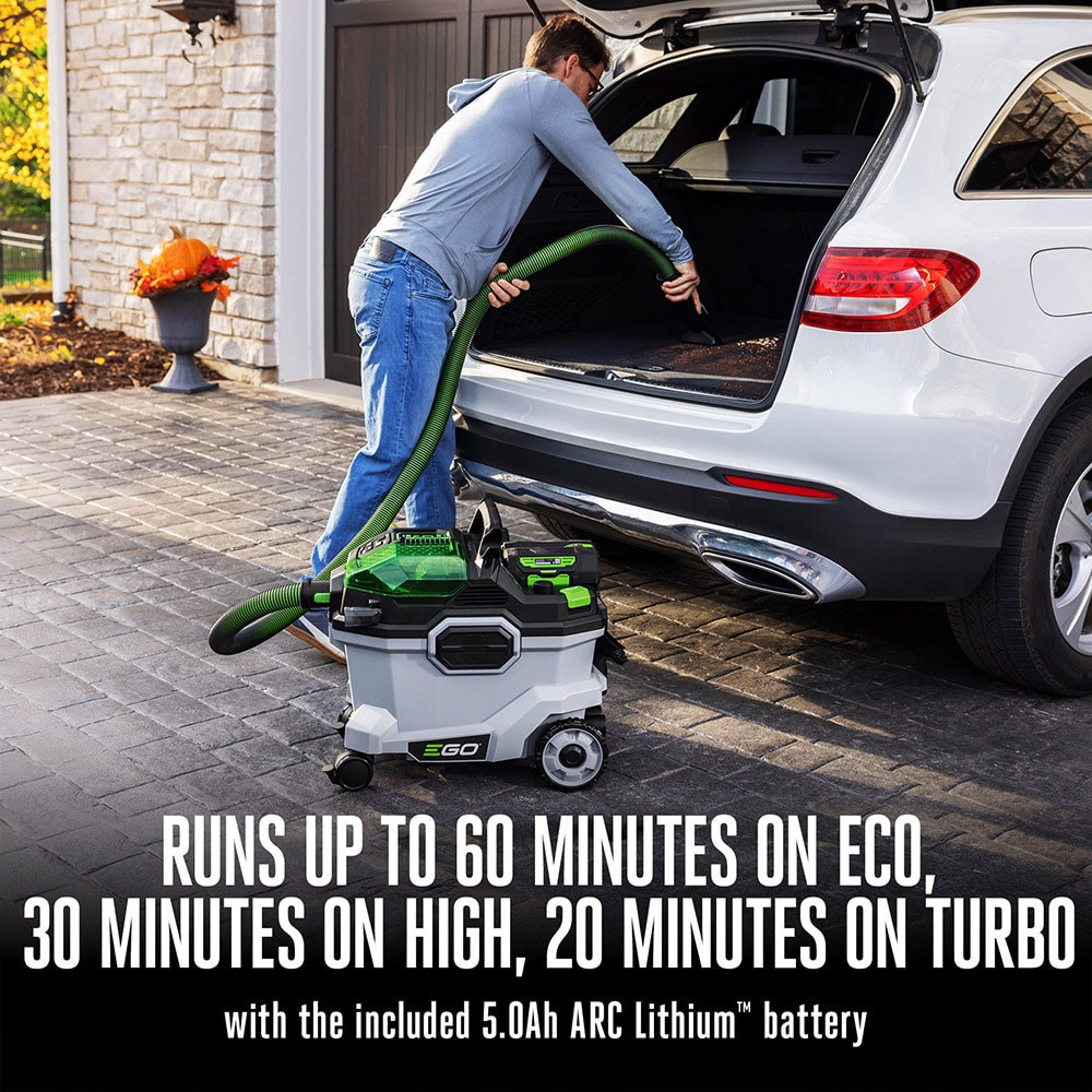 slide 5 of 6, EGO POWER+ 56-volt 9-Gallon 5 HP Cordless Wet/Dry Shop Vacuum with Accessories Included (Battery Included), 1 ct
