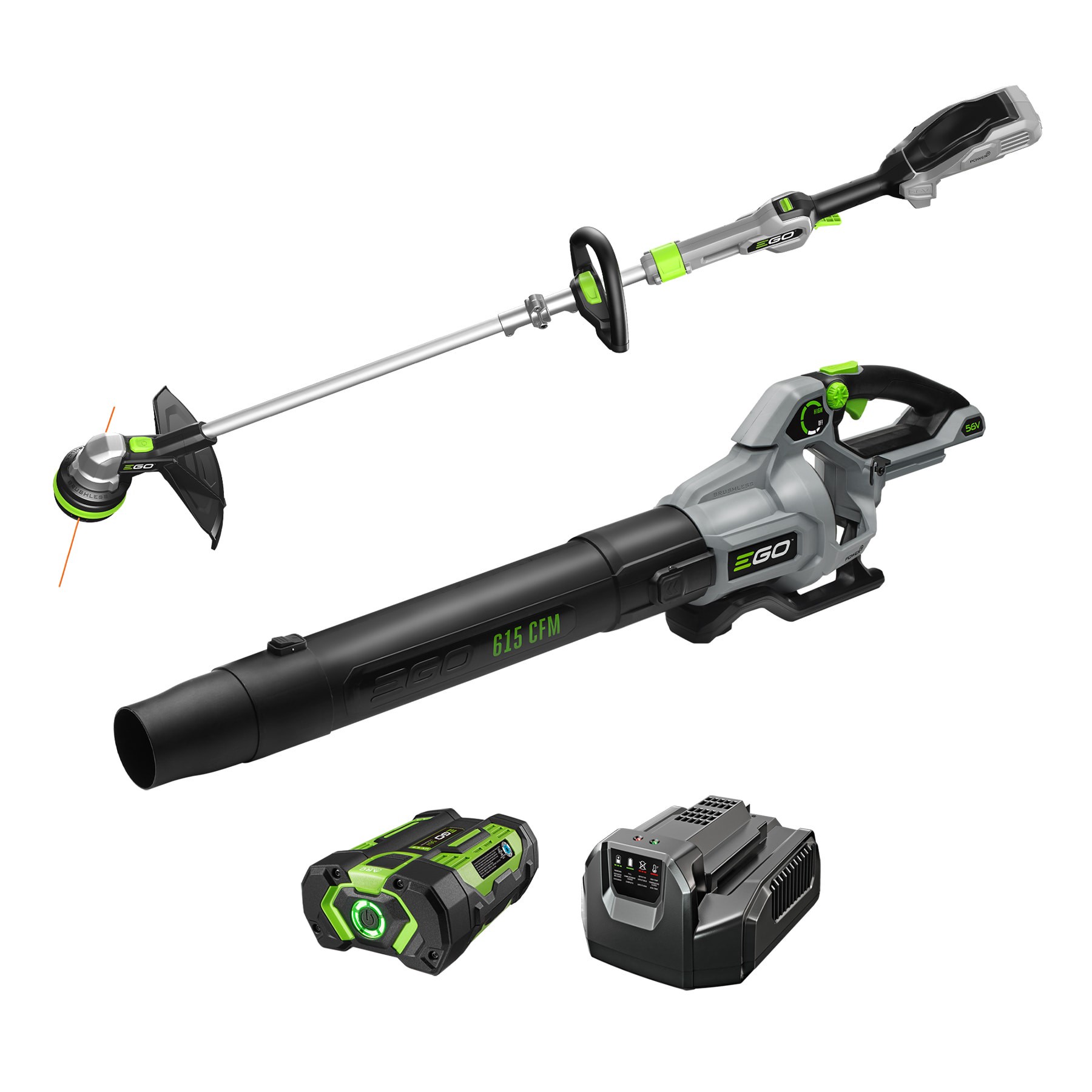 slide 1 of 6, EGO POWER+ 56-volt Cordless Battery String Trimmer and Leaf Blower and Combo Kit 2.5 Ah (Battery Included) (Charger Included), 1 ct