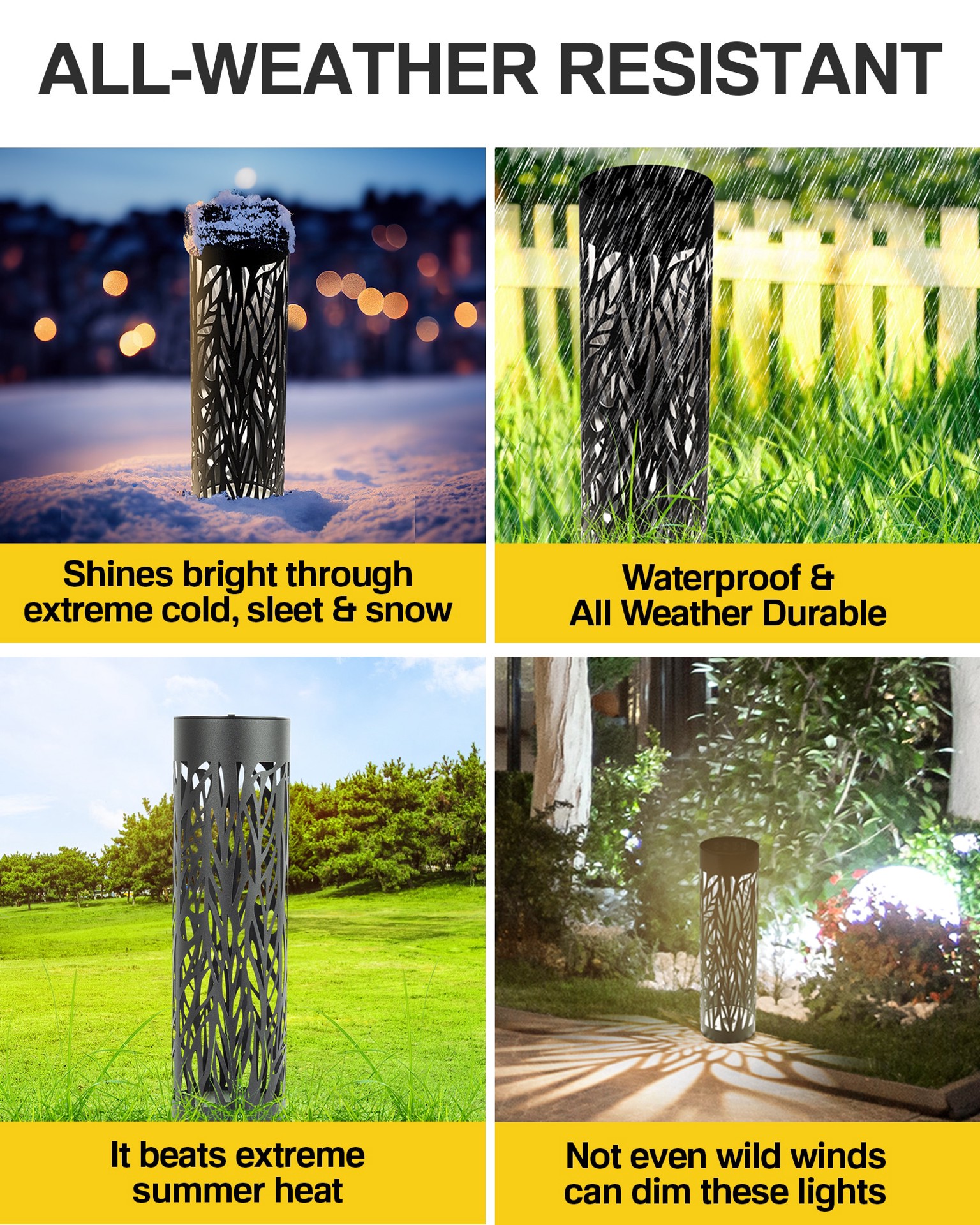 slide 4 of 5, BELL + HOWELL 4 -Pack Bollard 6 -Lumens Black Solar LED Outdoor Path Light Kit ( 3000-K ), 1 ct