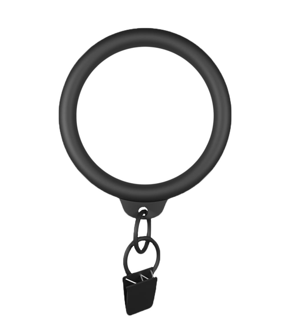 slide 2 of 3, allen + roth 10 -Pack 1-in Matte Black Steel Curtain ring with clip, 1 ct