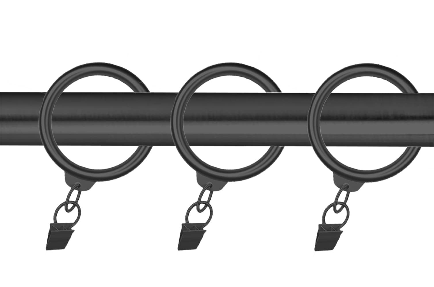 slide 3 of 3, allen + roth 10 -Pack 1-in Matte Black Steel Curtain ring with clip, 1 ct