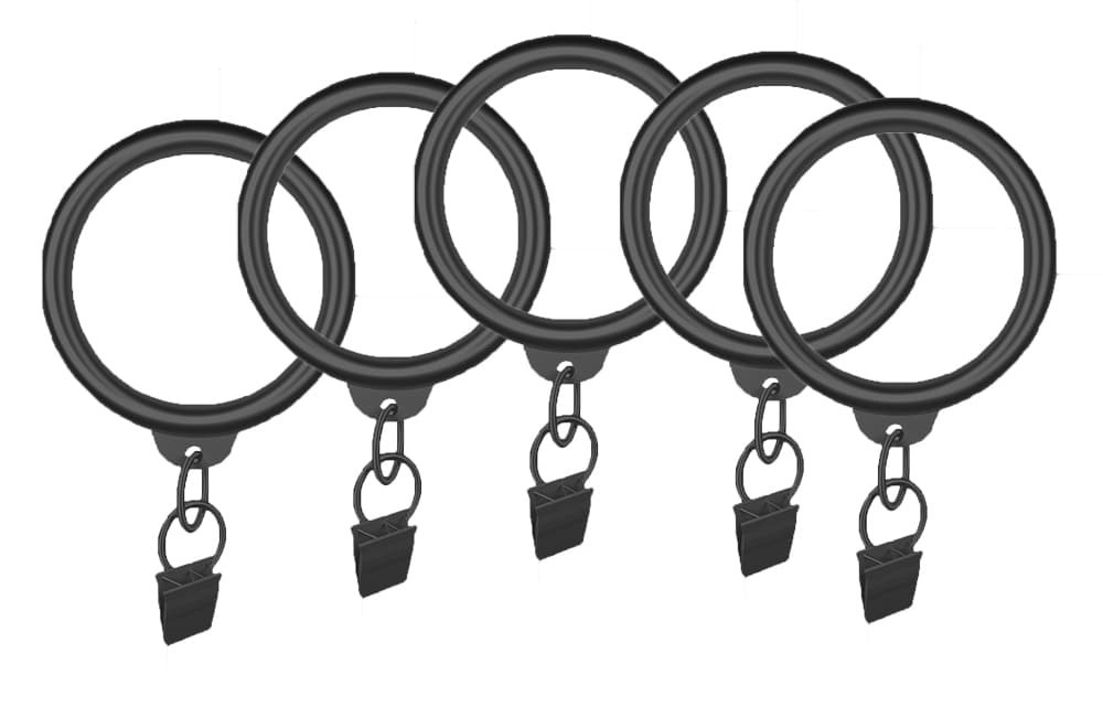 slide 1 of 3, allen + roth 10 -Pack 1-in Matte Black Steel Curtain ring with clip, 1 ct
