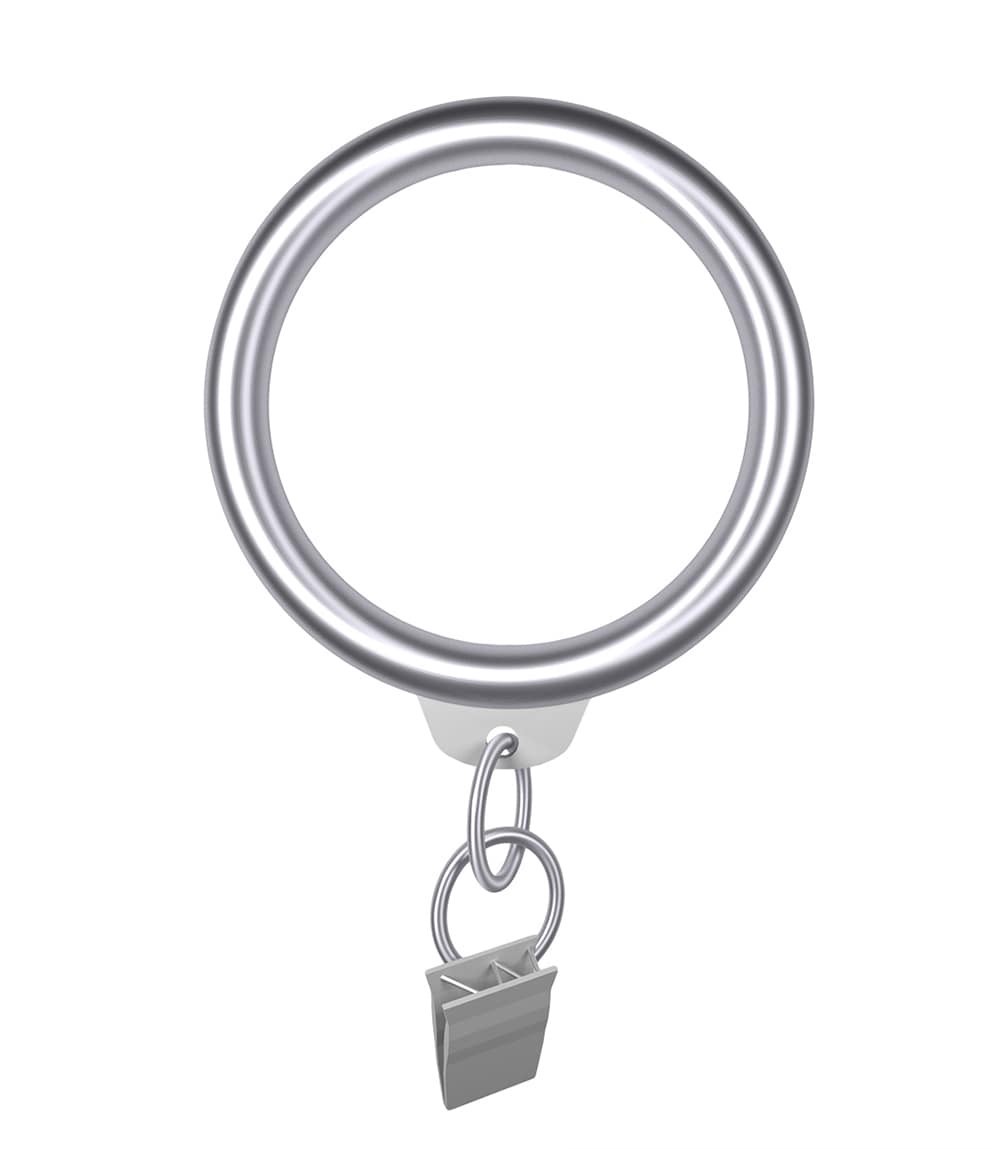 slide 2 of 3, allen + roth 10 -Pack 1-in Brushed Nickel Steel Curtain ring with clip, 1 ct