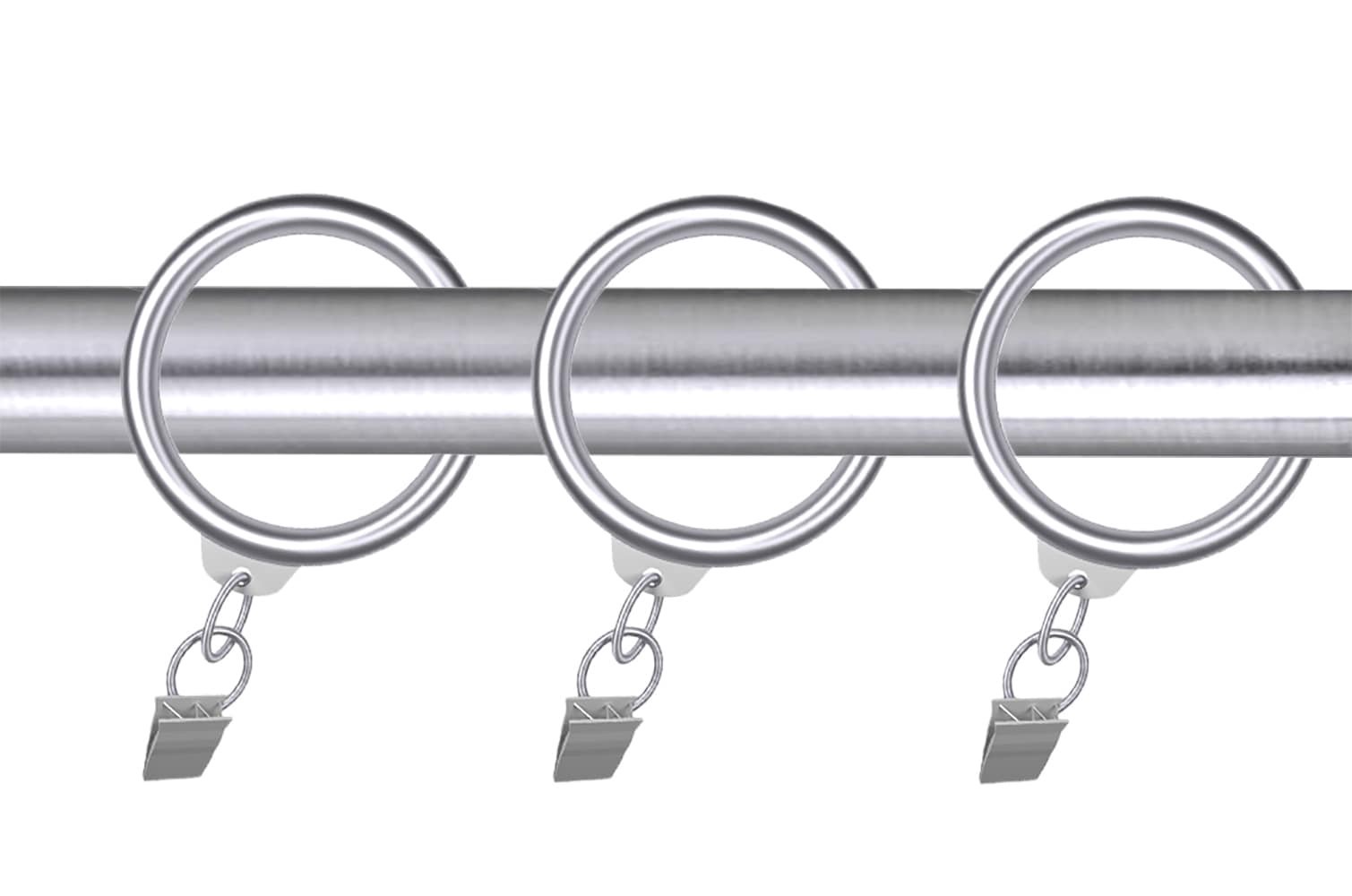 slide 3 of 3, allen + roth 10 -Pack 1-in Brushed Nickel Steel Curtain ring with clip, 1 ct