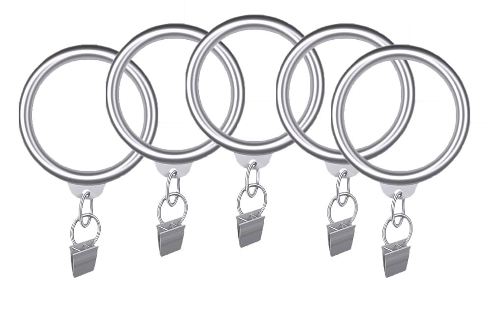 slide 1 of 3, allen + roth 10 -Pack 1-in Brushed Nickel Steel Curtain ring with clip, 1 ct