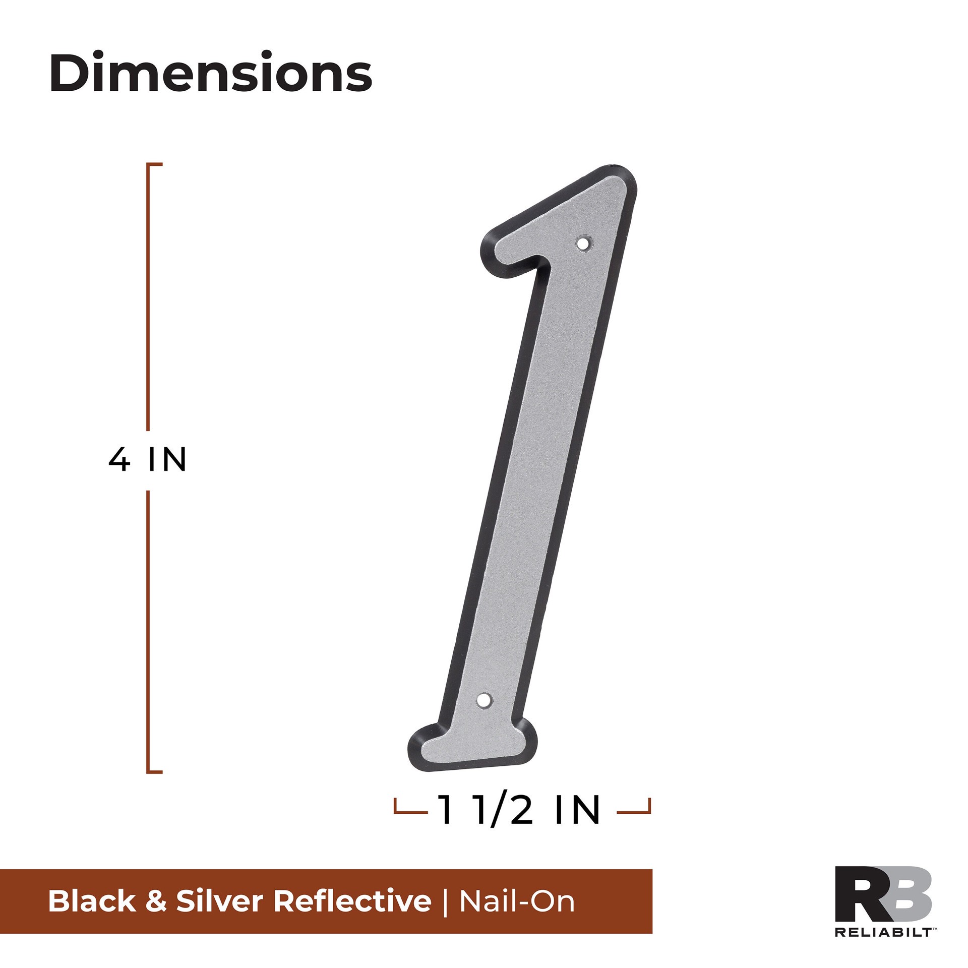 slide 2 of 6, RELIABILT 4-in Reflective Silver Number 1, 1 ct