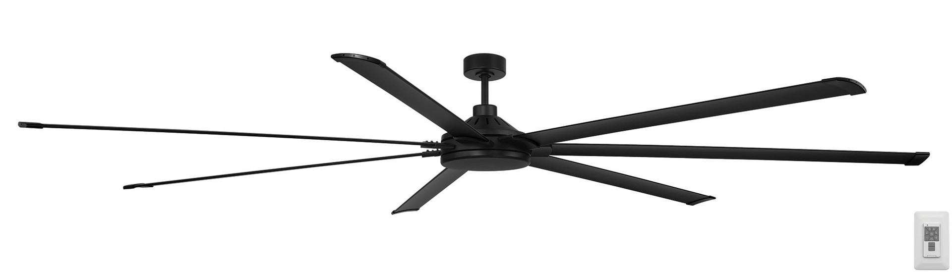 slide 2 of 6, Harbor Breeze Megalodon 120-in Matte Black with Matte Black Blades Covered Outdoor Ceiling Fan Without Light 7 -Blade, 1 ct