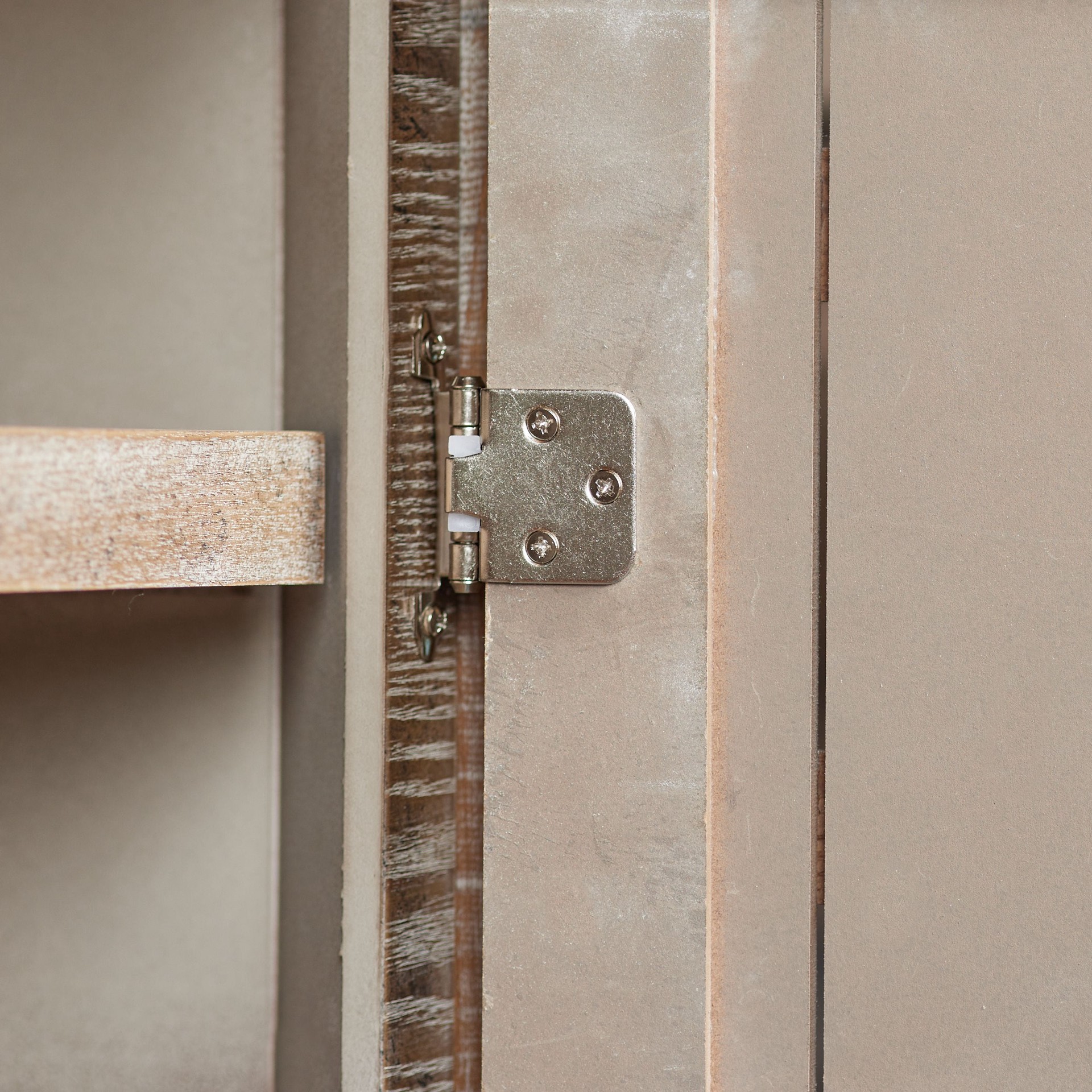 slide 5 of 6, RELIABILT 200-Degree Adjustable Overlay Overlay Surface Self-Closing Satin nickel Cabinet Hinge, 5 Pair(s) 10 -Pieces, 1 ct