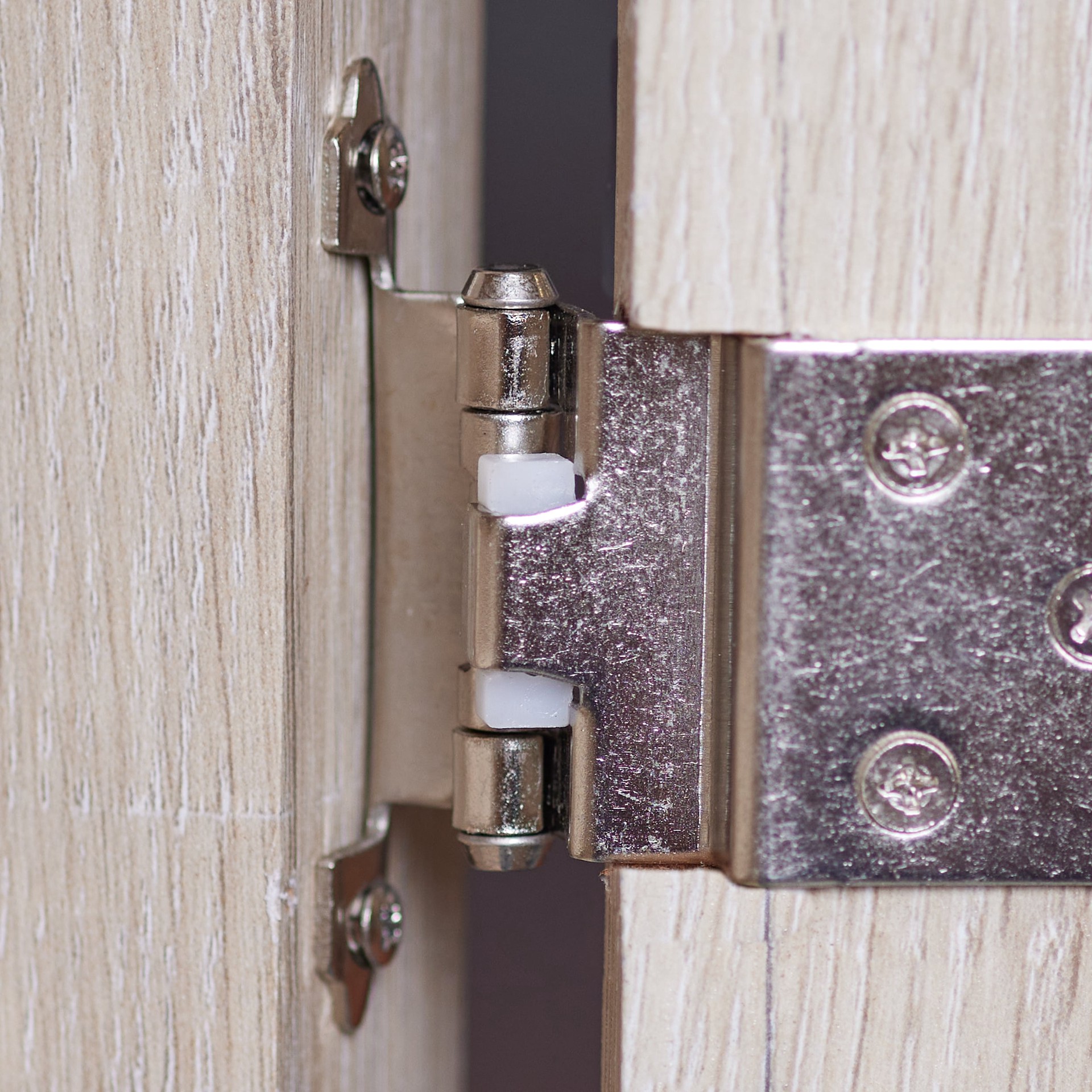 slide 5 of 6, RELIABILT 200-Degree 3/8-in Inset Inset Surface Self-Closing Satin nickel Cabinet Hinge, 5 Pair(s) 10 -Pieces, 1 ct