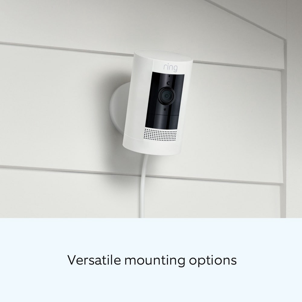 slide 3 of 6, Ring Stick Up Cam Plug-In - Indoor/Outdoor Smart Security Wifi Video Camera with 2-Way Talk, Night Vision, White, 1 ct